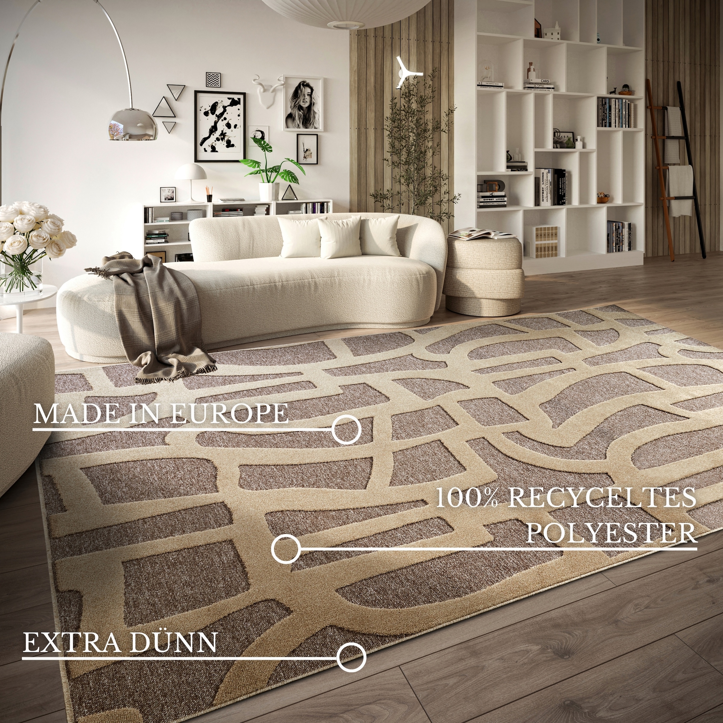 Villeroy & Boch Teppich »Therese«, rechteckig, 5,5 mm Höhe, Wohnzimmer, Schlafzimmer, Modern, Hoch-Tief Effekt, Flur