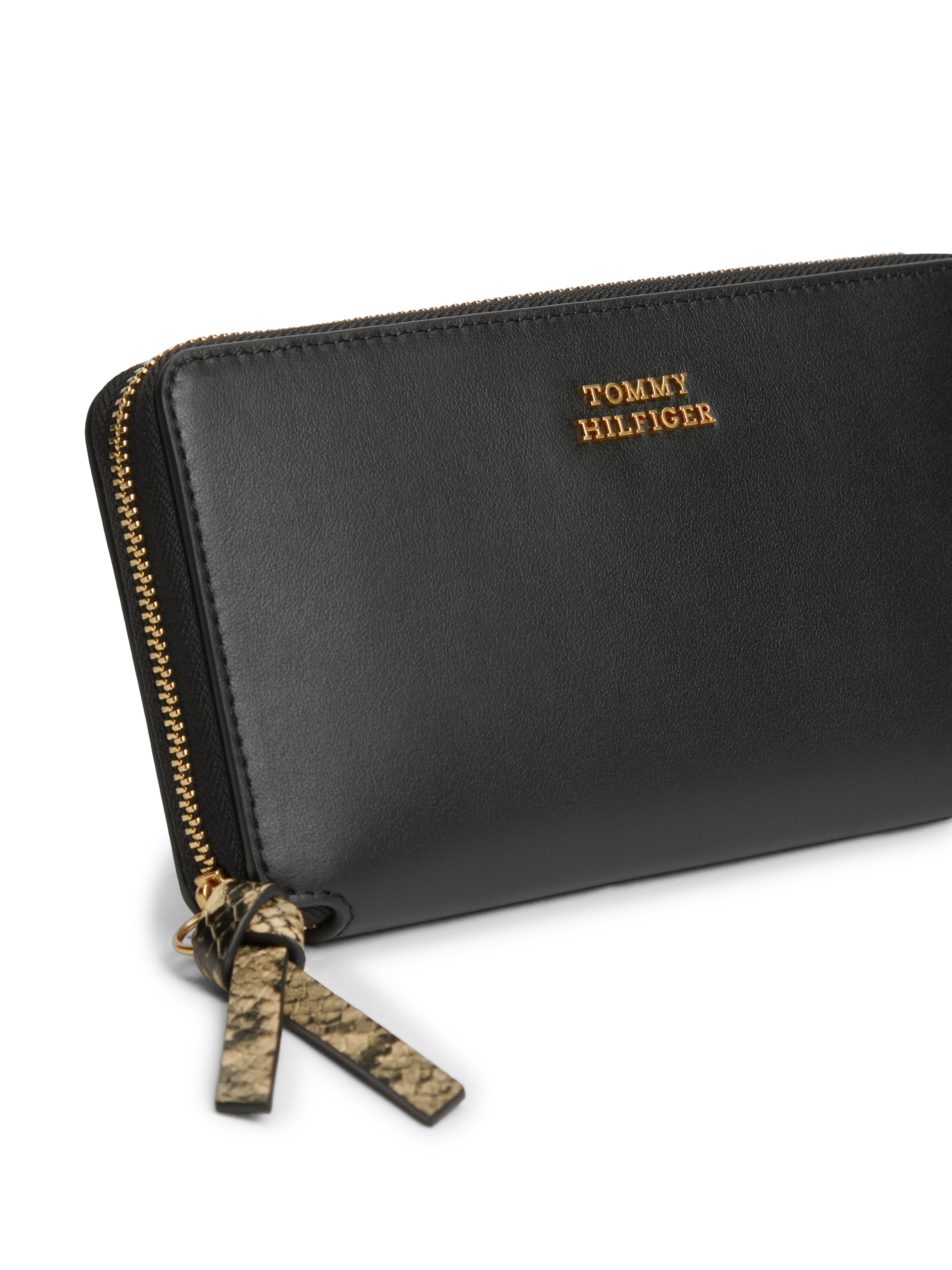 Tommy Hilfiger Geldbörse »TH LEATHER LRG ZA WALLET« Damen Geldbeutel, Portemonnaie mit Detail in Reptilienoptik
