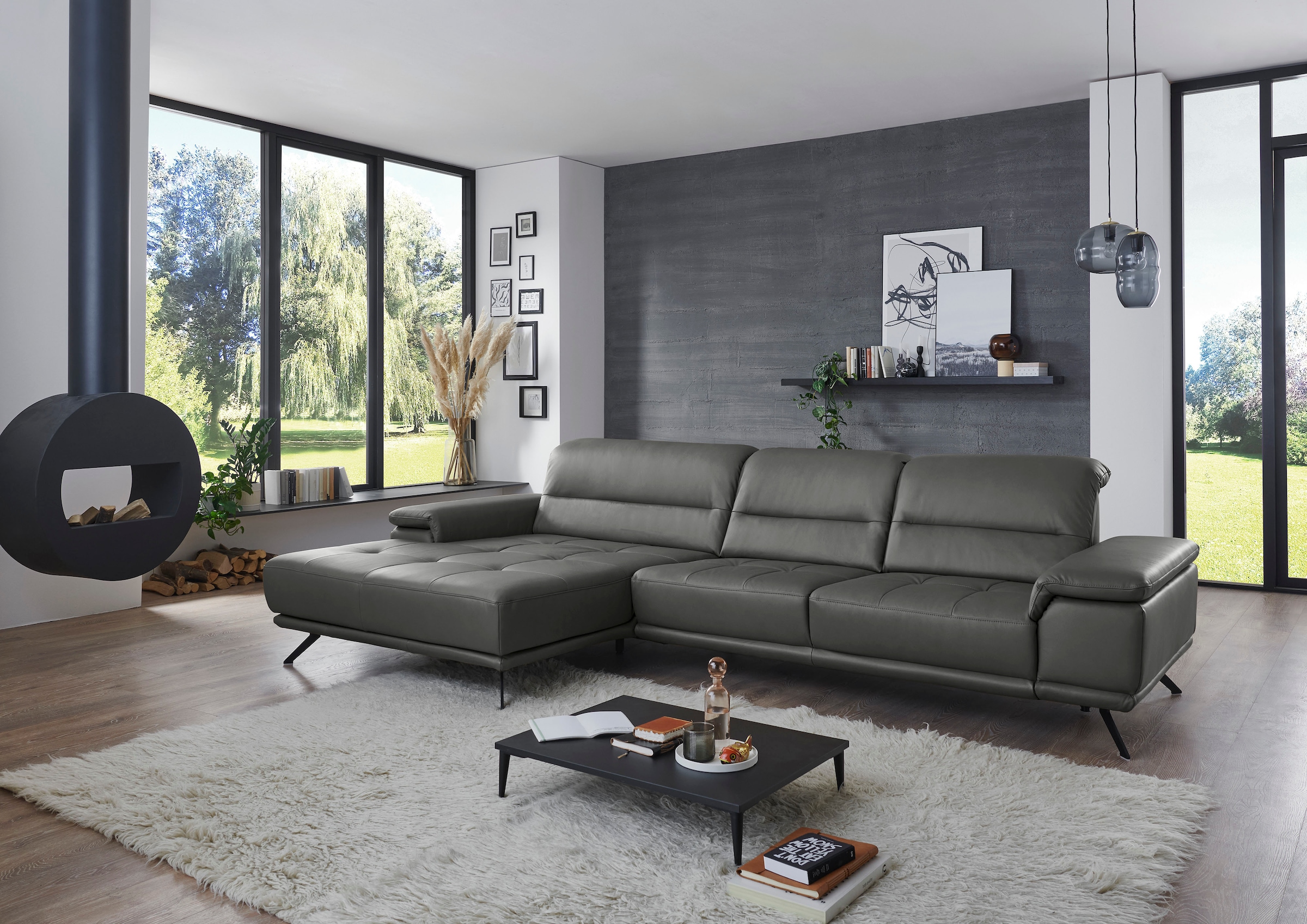 Die PlanBar Ecksofa »PN-EM19074, L-Form, Breite 343 cm« inkl. Sitztiefen- und Kopfteilverstellung