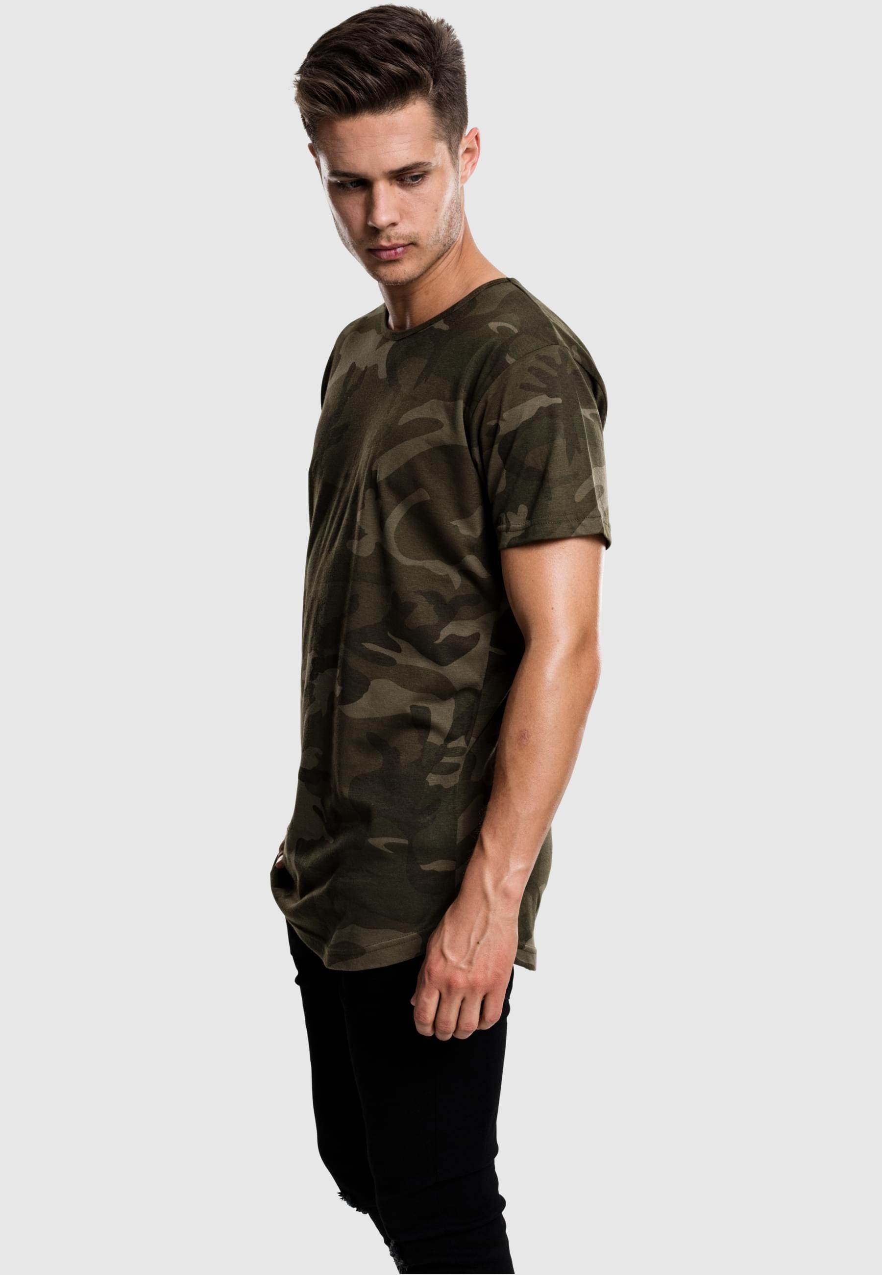 URBAN CLASSICS Kurzarmshirt »Urban Classics Herren Camo Shaped Long Tee« 1 Stk.