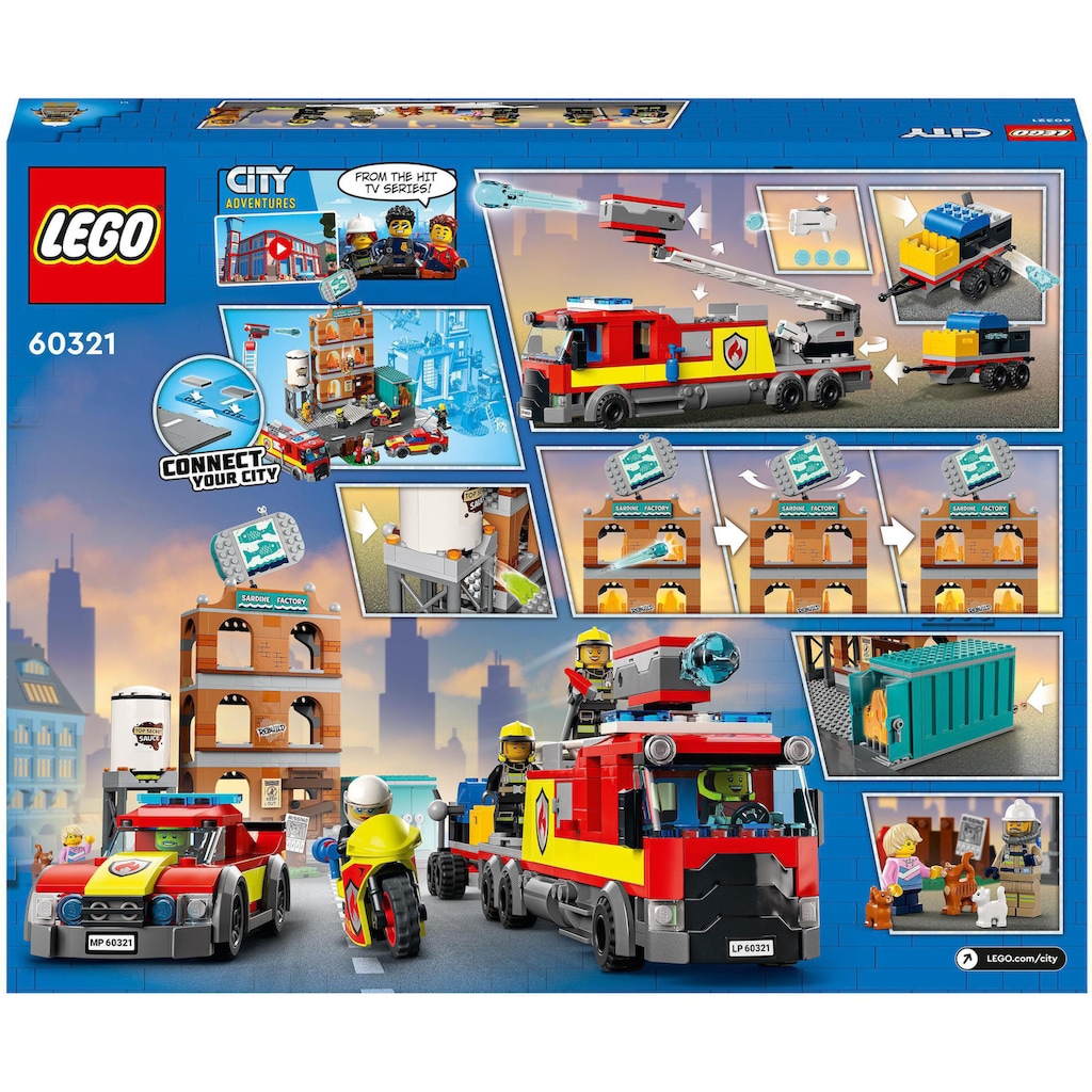 LEGO® Konstruktionsspielsteine »Feuerwehreinsatz mit Löschtruppe (60321), LEGO® City«, (766 St.)