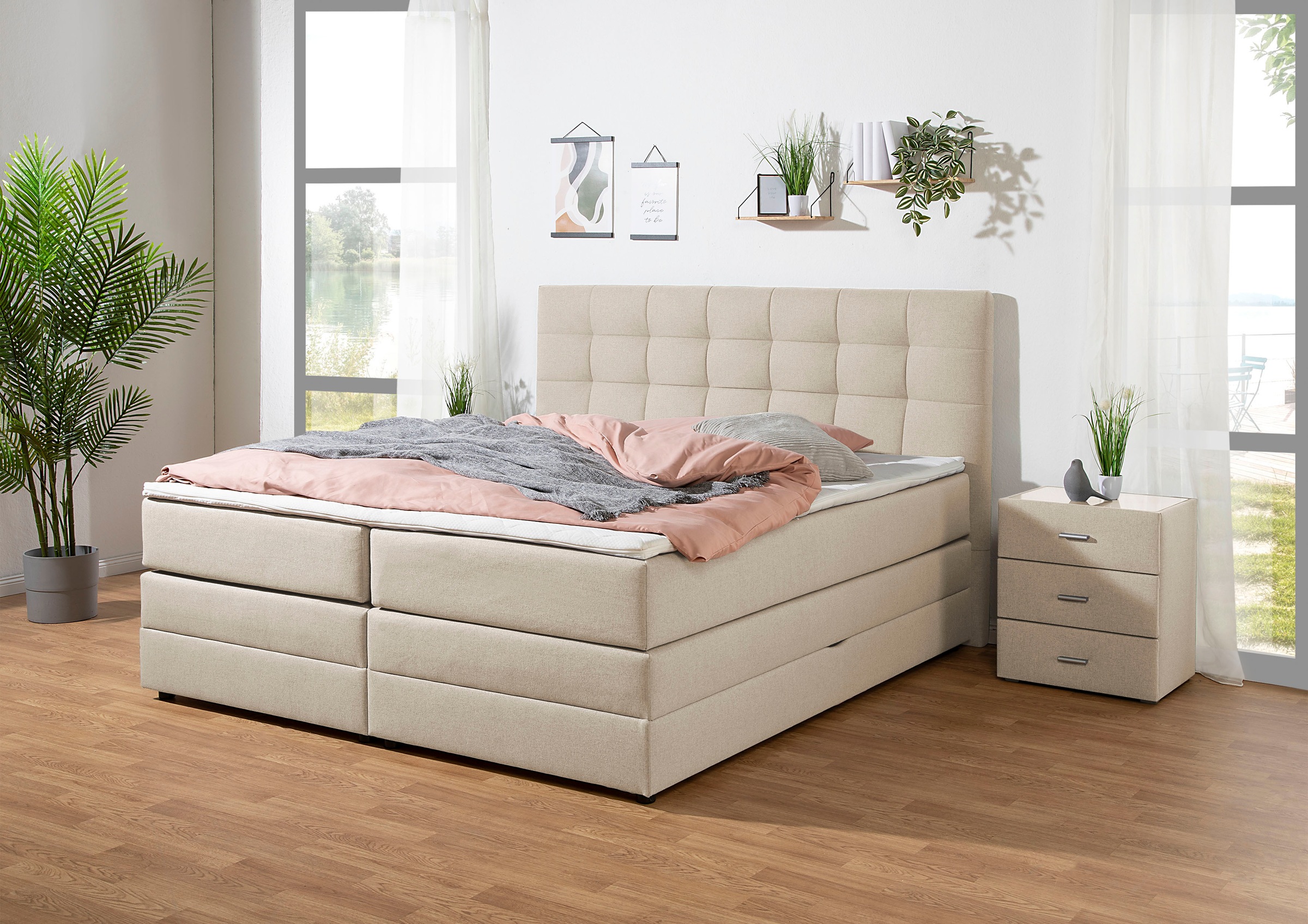 Home affaire Boxspringbett »Ethan« inkl. Topper und geräumigen Bettkasten e günstig online kaufen