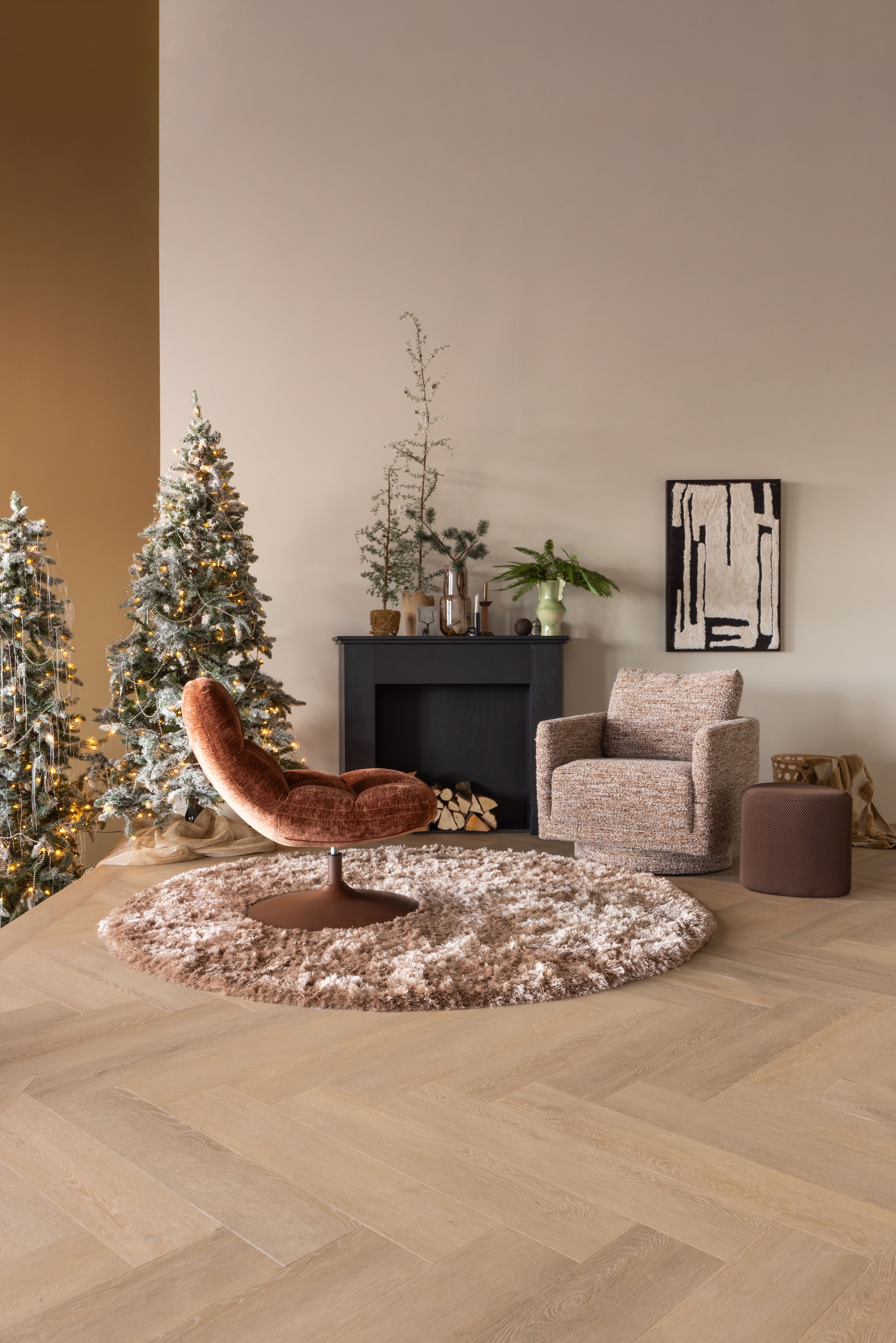 WOOOD Drehsessel »Oska mit Sizz-Melange-Bezug und Drehmechanismus B 78 x T 79 x H 64 cm« Tragkraft 130 kg, Hohe Verschleißfestigkeit, Armlehnen integriert