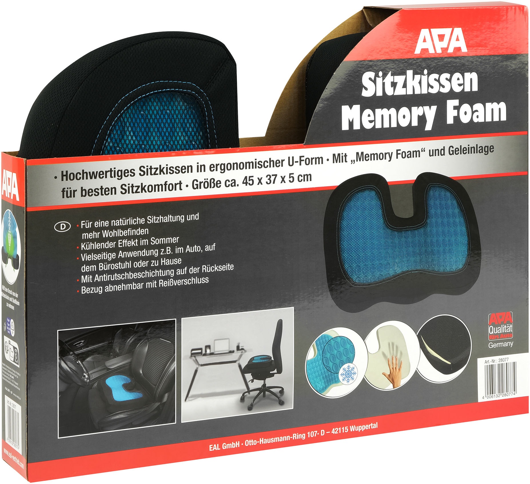 APA Gelkissen »Sitzkissen Memory Foam«, (1 tlg.)
