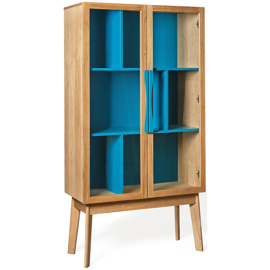Woodman Bücherregal »Hilla«, Breite 88 cm, Türen mit Glaseinsätzen, Holzfurnier aus Eiche