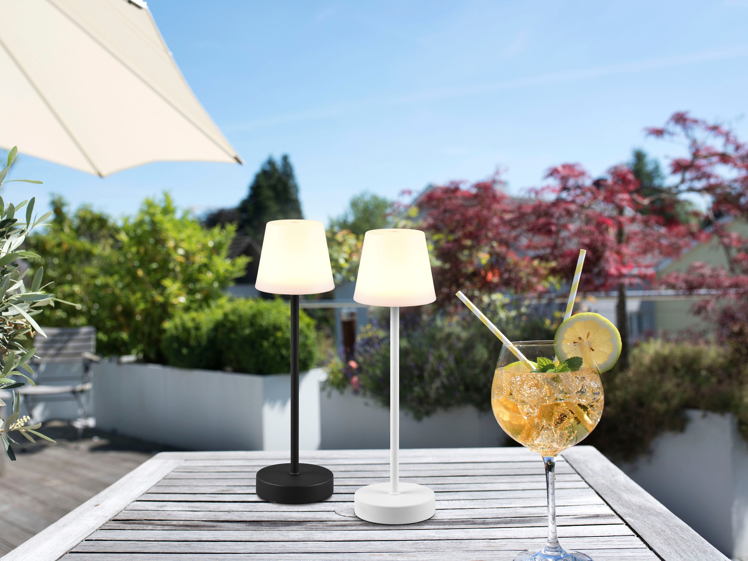 REALITY Leuchten LED Außen-Tischleuchte »Martinez«, 1 flammig, Leuchtmittel LED-Board | LED fest integriert, Touch Tischlampe dimmbar Lichtfarbe einstellbar, Akku, USB-C Anschluss