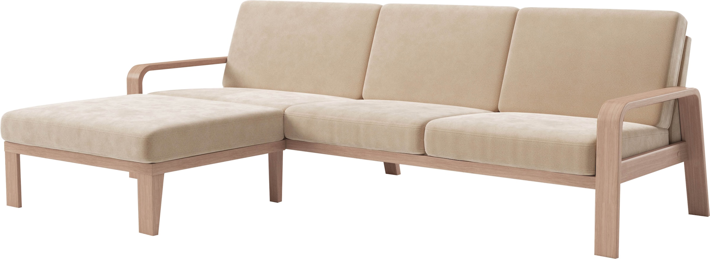 sit&more Ecksofa »Kolding L-Form«, Armlehnen aus Buchenholz in natur, verschiedene Bezüge und Farben