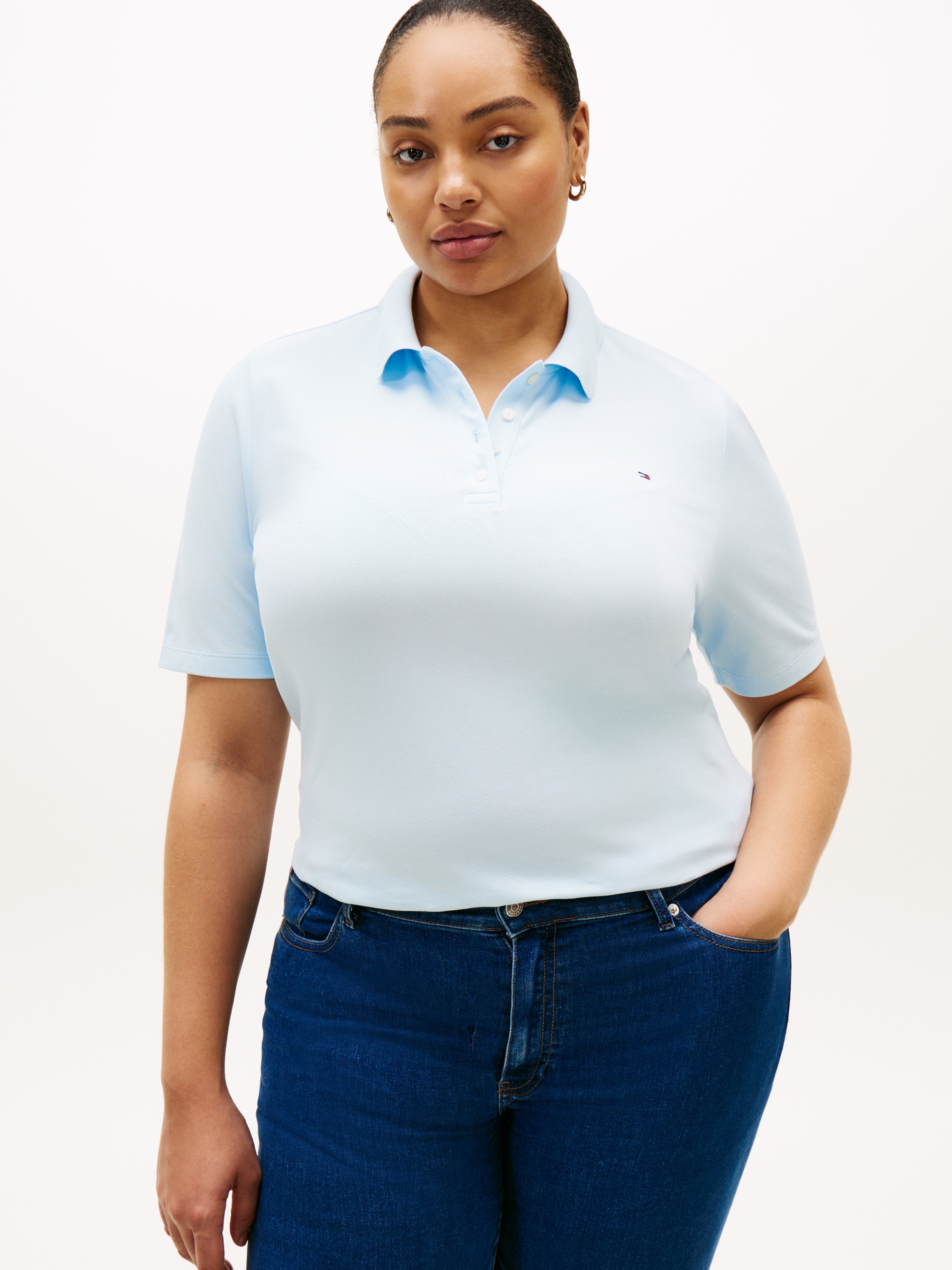 Tommy Hilfiger Curve Poloshirt »CRV 1985 REG PIQUE POLO SS« in großen Größen, Piqué-Qualität