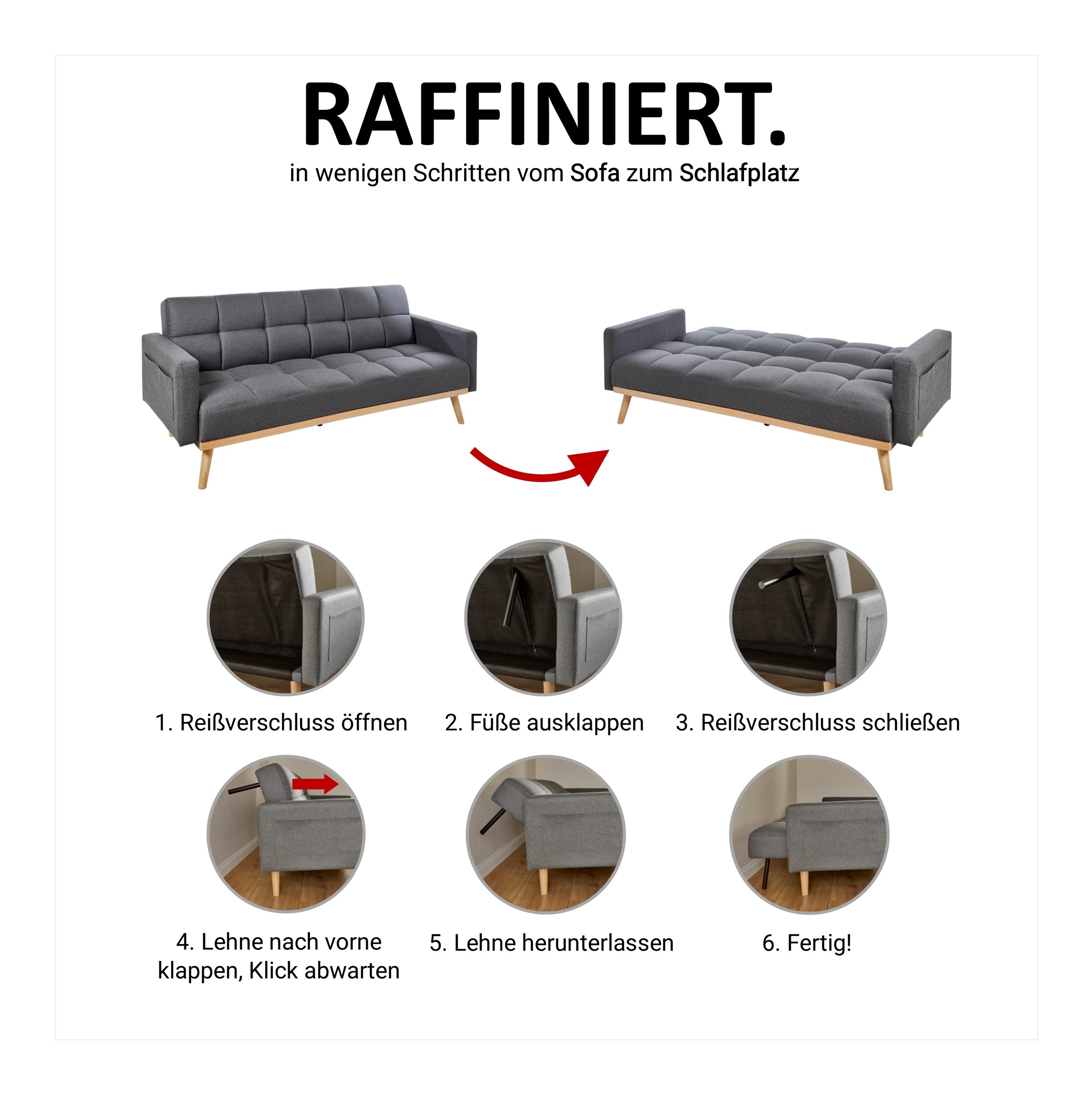 Jahnke Schlafsofa »CHILLAX BOX« mit Schlaffunktion, Seitentasche, Breite 214 cm