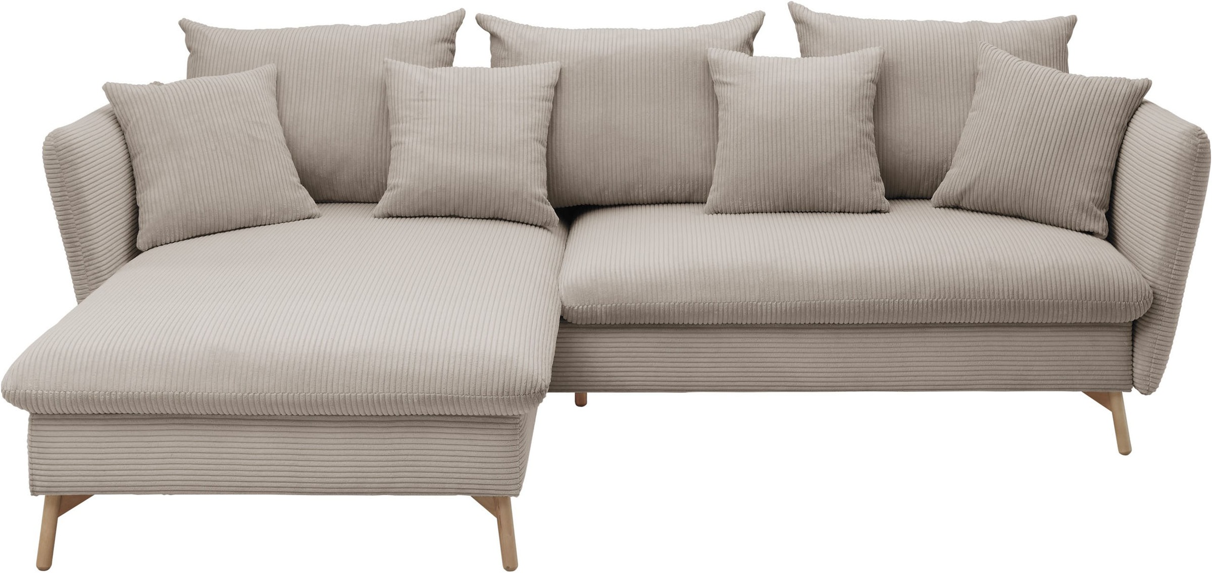 andas Ecksofa »MERLE, 258 cm, L-Form, traumhafter Cord,«, mit Bettfunktion günstig online kaufen