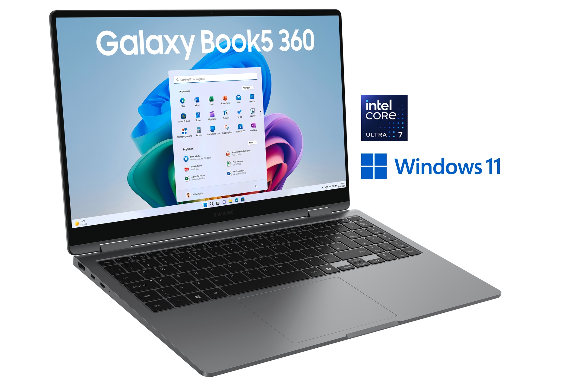 Samsung Notebook »Book5 360 15,6'' (NP750Q) Ultra7 16 GB + 512 GB«, 39,6 cm, / 15,6 Zoll, Intel, Core Ultra 7, ARC, 512 GB SSD
