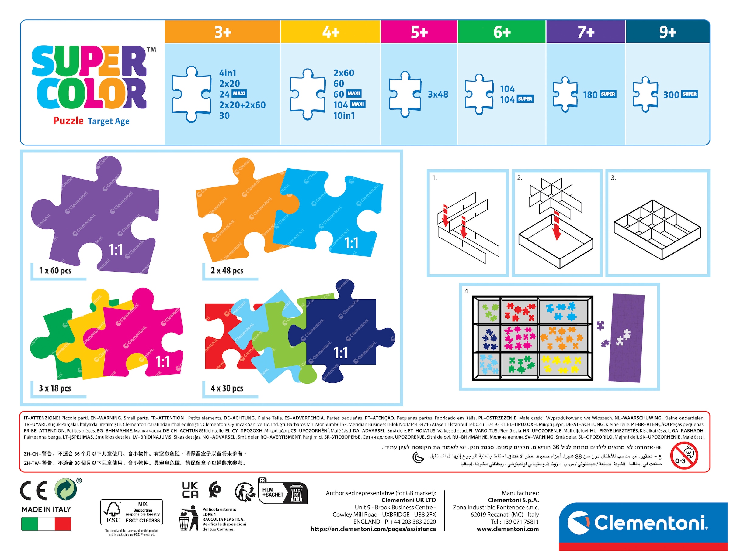 Clementoni® Puzzle »10in1 Supercolor, Noli, Tierfreunde«, Made in Europe