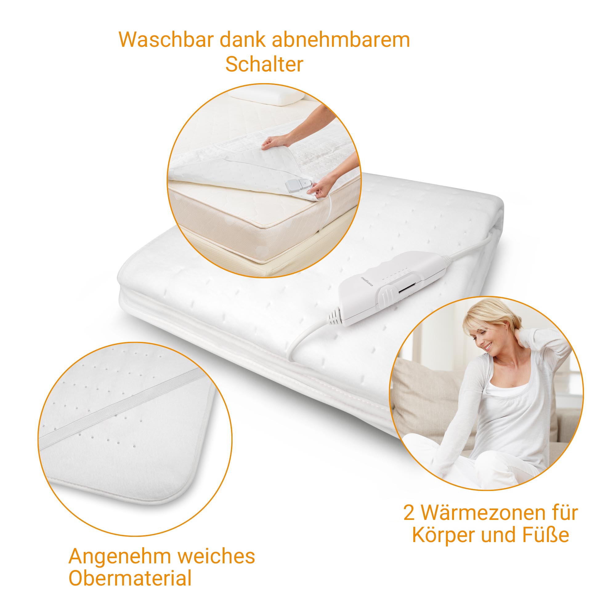 Medisana Wärmeunterbett »HU 662« 6 Temperaturstufen, 2 Wärmezonen, Überhitzungsschutz, autom.Abschalten