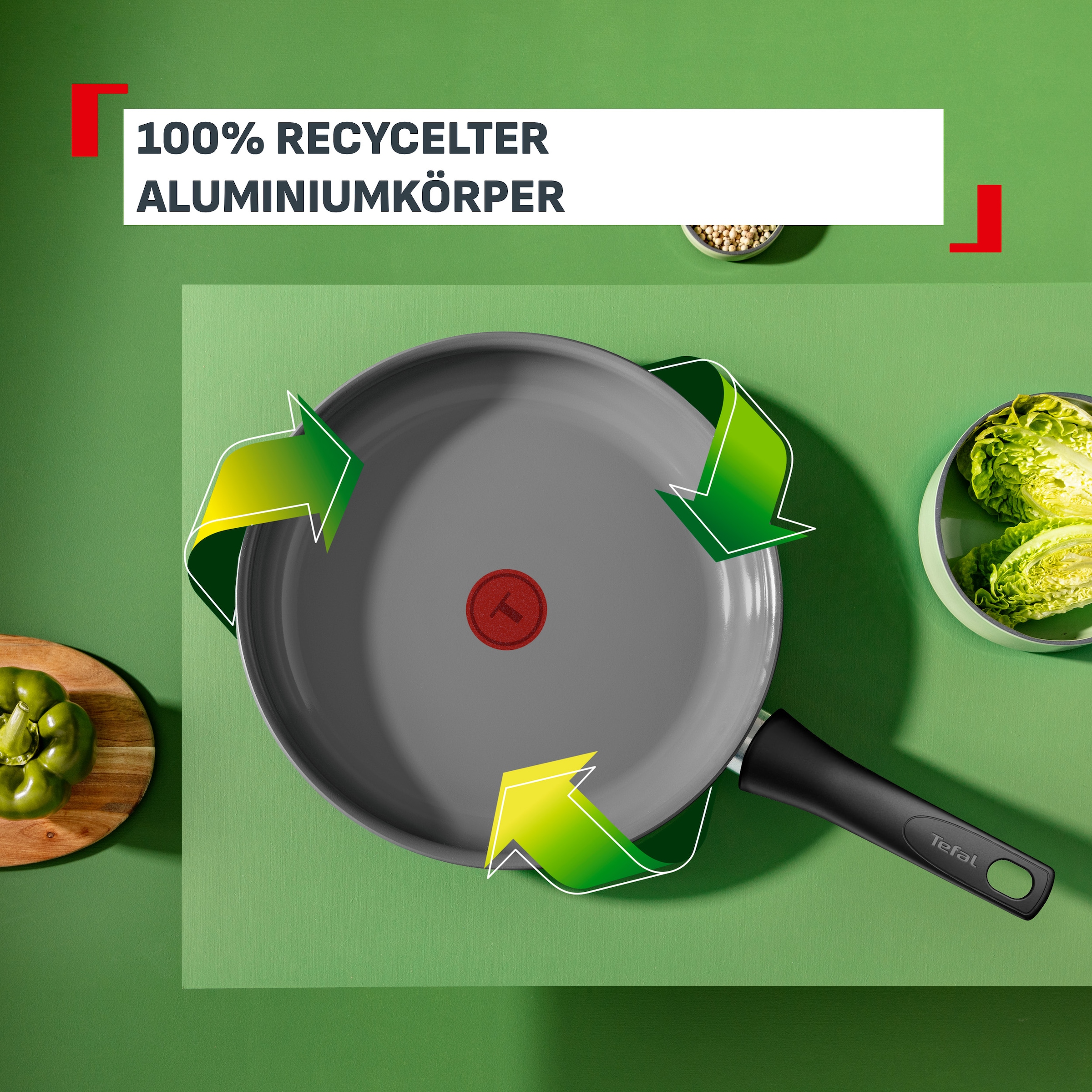 Tefal Bratpfanne »Renewal« Aluminium 1 tlg. Keramikbeschichtung, 100% recycelter Aluminiumkörper, Thermo-Signal