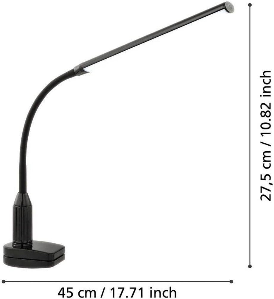 EGLO Klemmleuchte »LAROA Tischlampe, schwarz, Touchsensor, 4-step dimming, Klemmlampe«, 1 flammig, Leuchtmittel LED-Board | LED fest integriert, Leselampe, Schreibtischlampe, Büro, Arbeitszimmer, 45x6,5x27,5cm