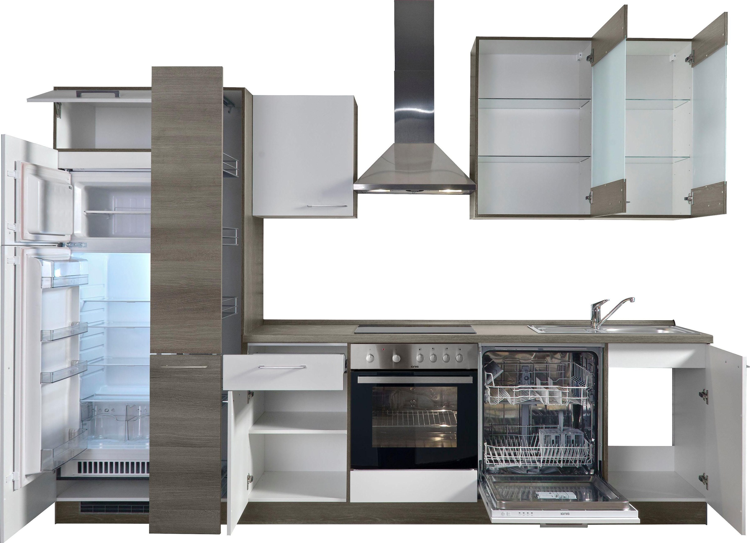 KOCHSTATION Küchenzeile »Trea«, vormontiert, mit Vollauszug und Soft-Close-Funktion, Breite 310 cm