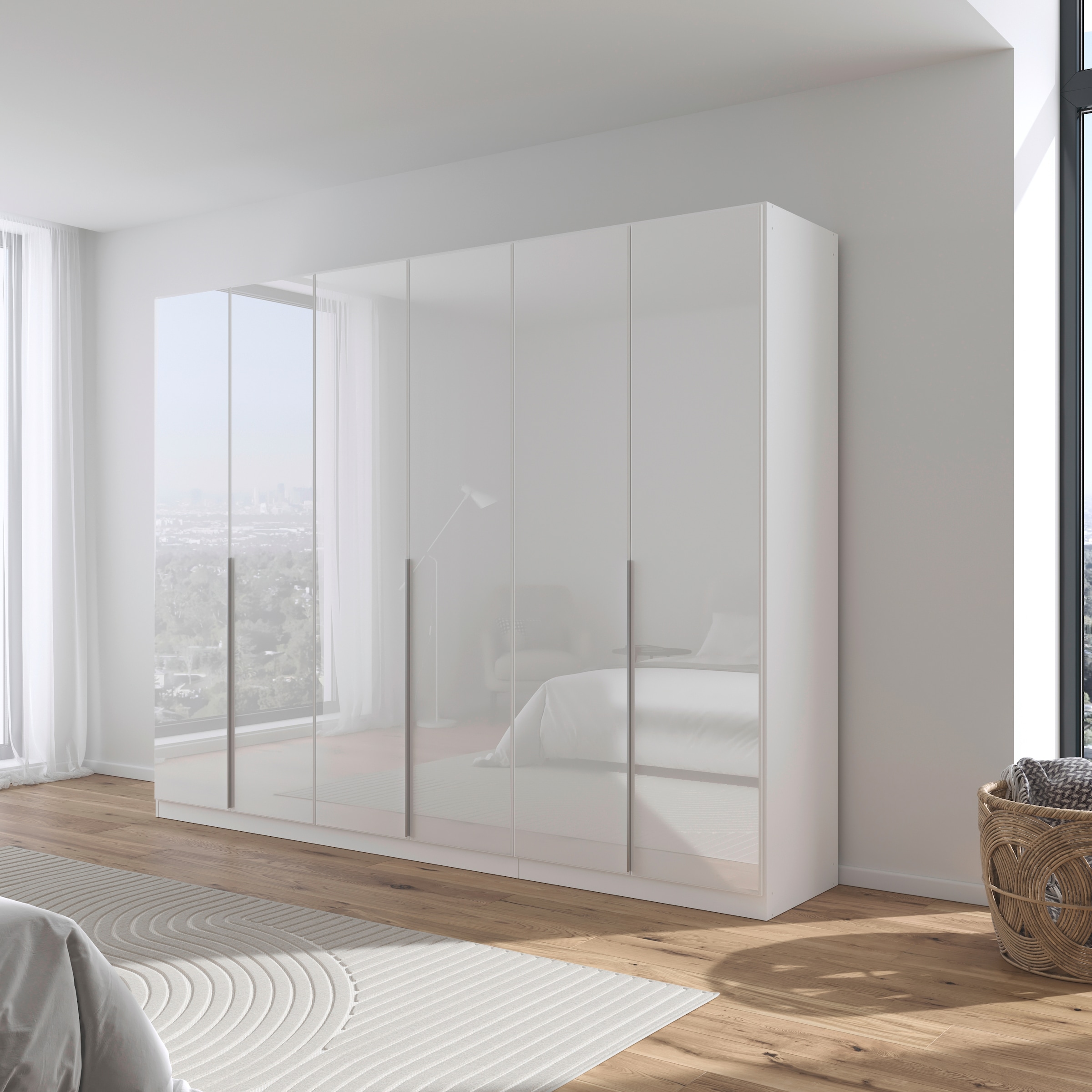 rauch Drehtürenschrank »Kleiderschrank Kleiderschränke Schrank Garderobe AGORDO mit Glasfront«, (in zwei Griff-Farben), durchdachte Innenausstattung, in 6 Breiten und 2 Höhen MADE IN GERMANY