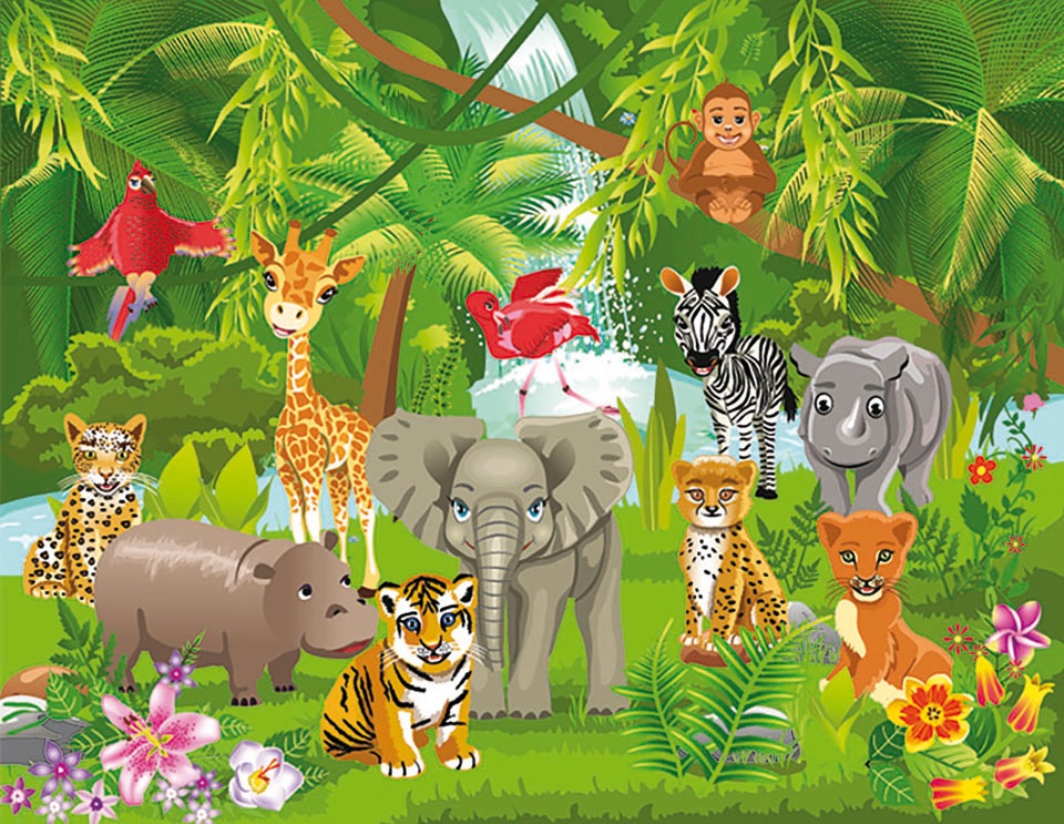 Papermoon Fototapete »Kids Jungle Animals« glatt günstig online kaufen
