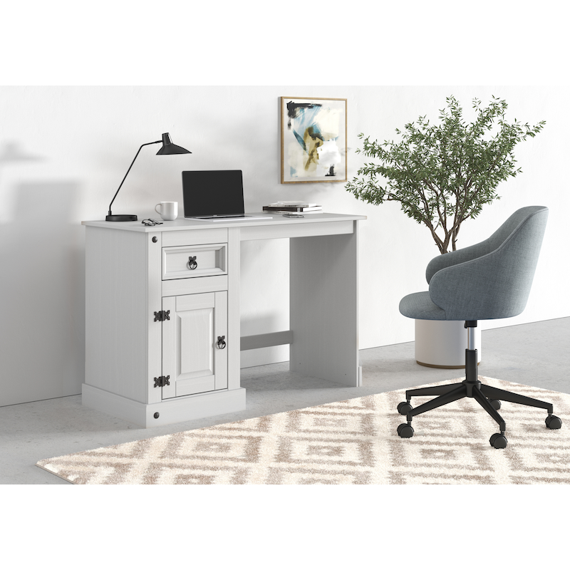 HOME AFFAIRE Schreibtisch »Mexico« mit viel Stauraum, Höhe 76 cm, Massivholz weiß