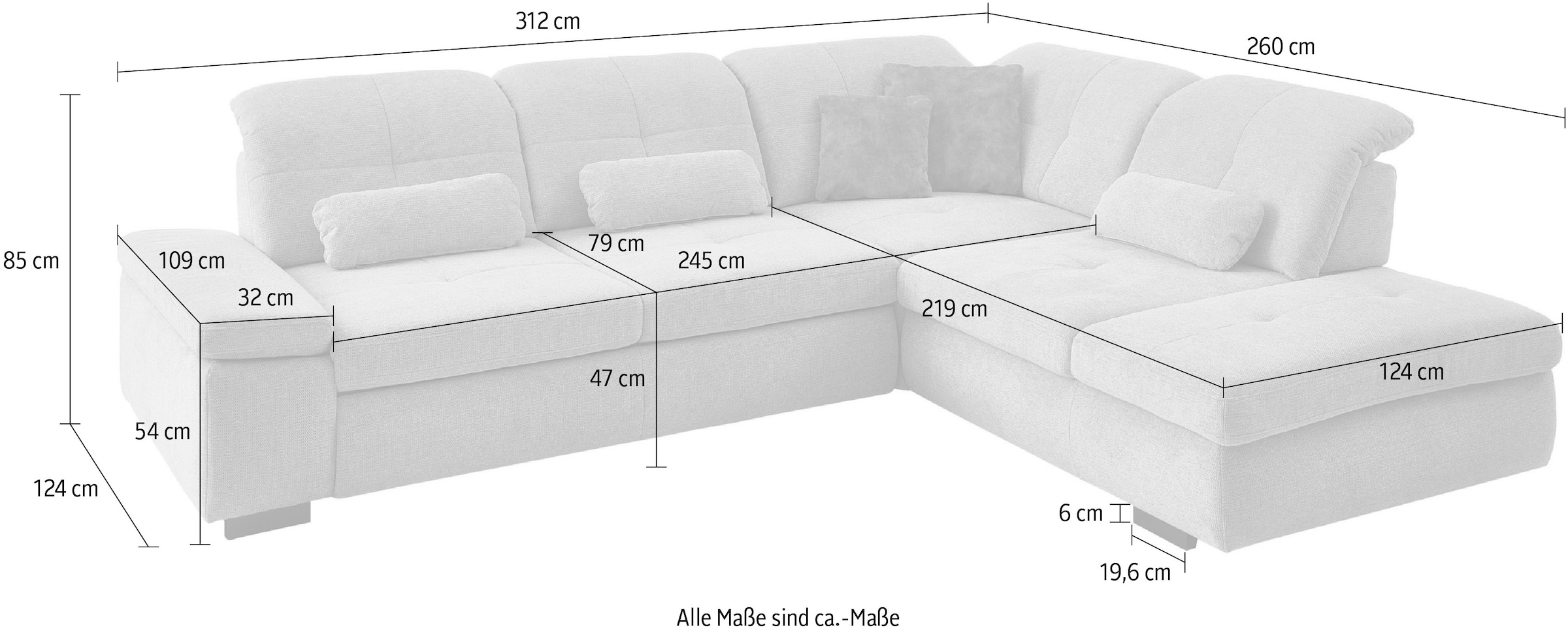 Die PlanBar Ecksofa »MP-IN16012 L-Form mit Federkern-Polsterung«, inkl. Sitztiefenverstellung, optional mit Funktionen