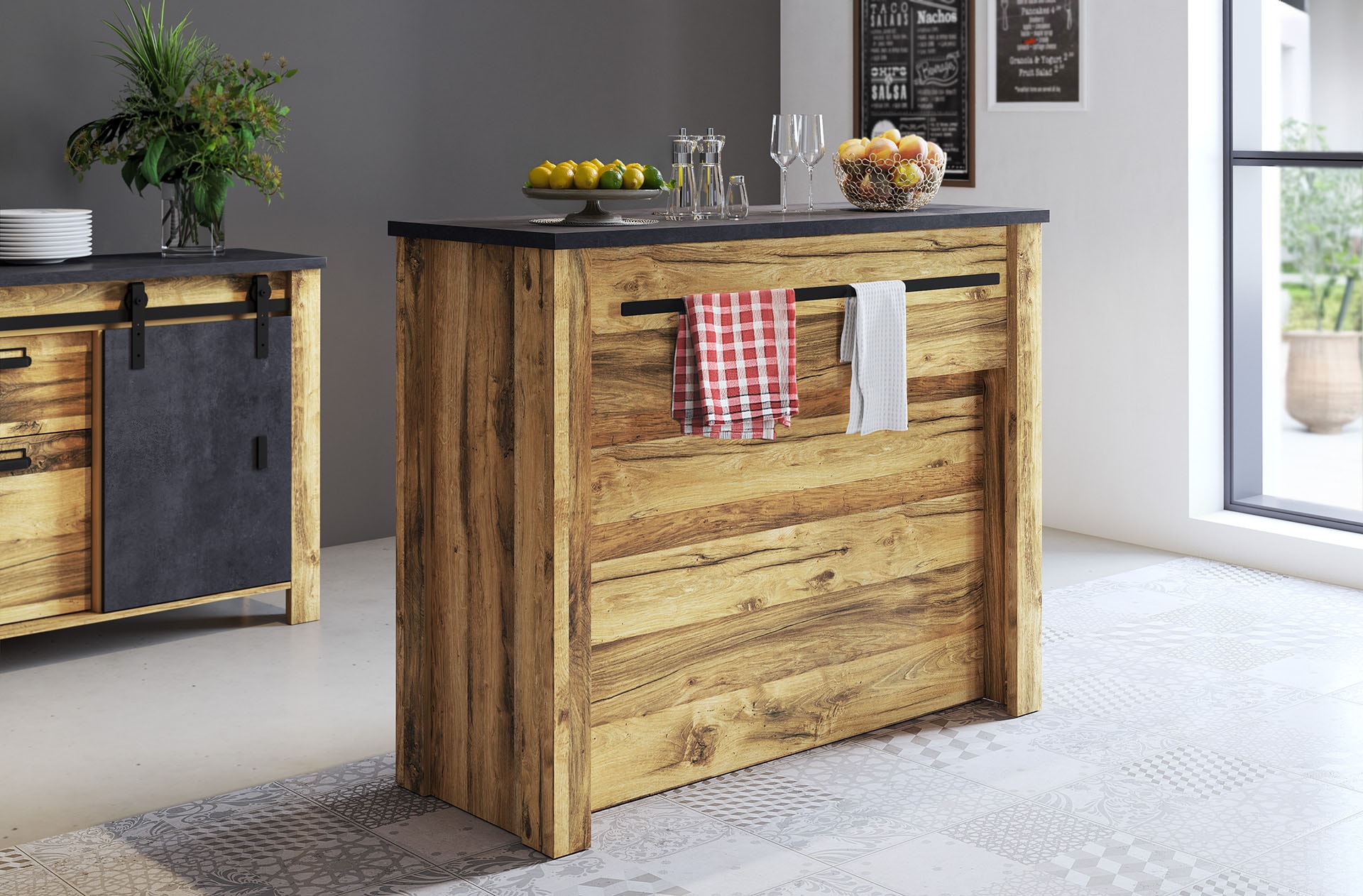 Home affaire Barschrank »York, moderne Küchentheke im Industrialdesign«, mi günstig online kaufen