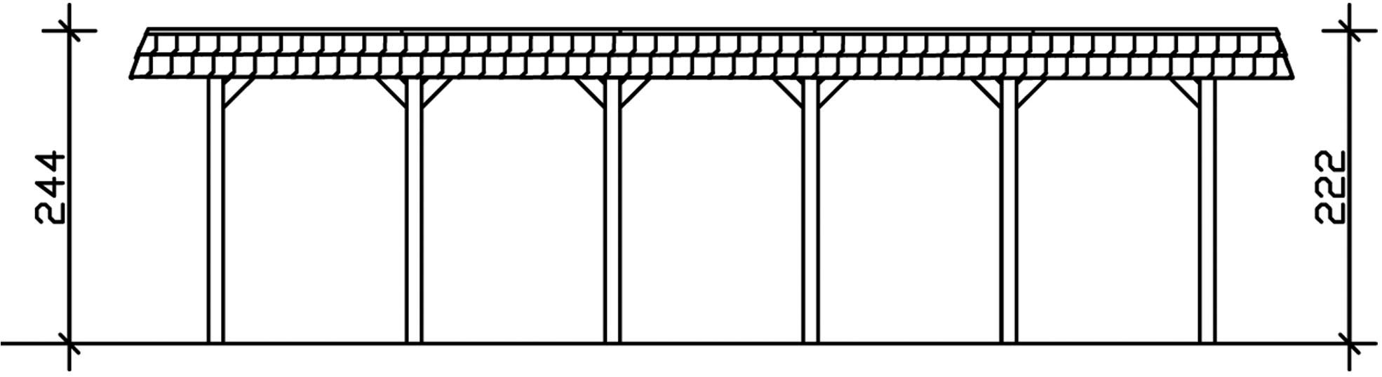 Skanholz Einzelcarport »Spreewald« Massivholz 342 cm Grün mit EPDM-Dach, rote Blende