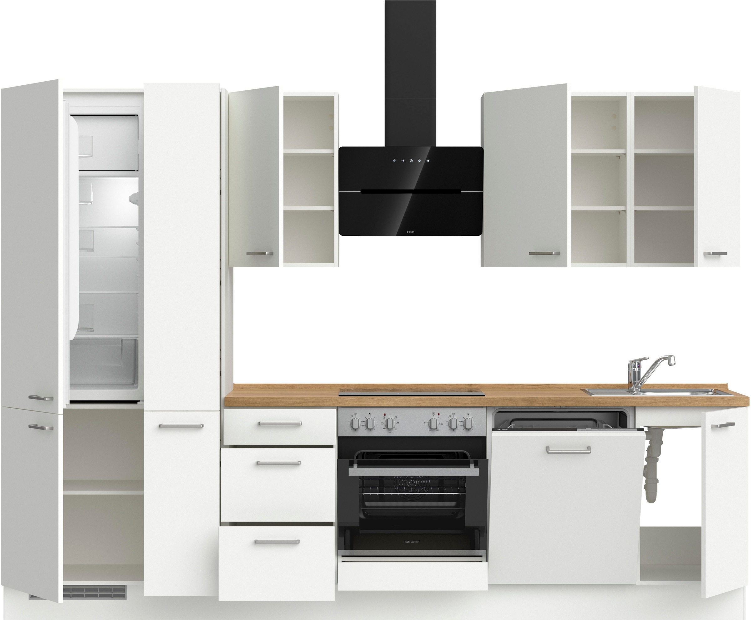 nobilia® Küchenzeile »"Touch II"« vormontiert, Ausrichtung wählbar, Breite 300 cm, wahlw. mit E-Geräten