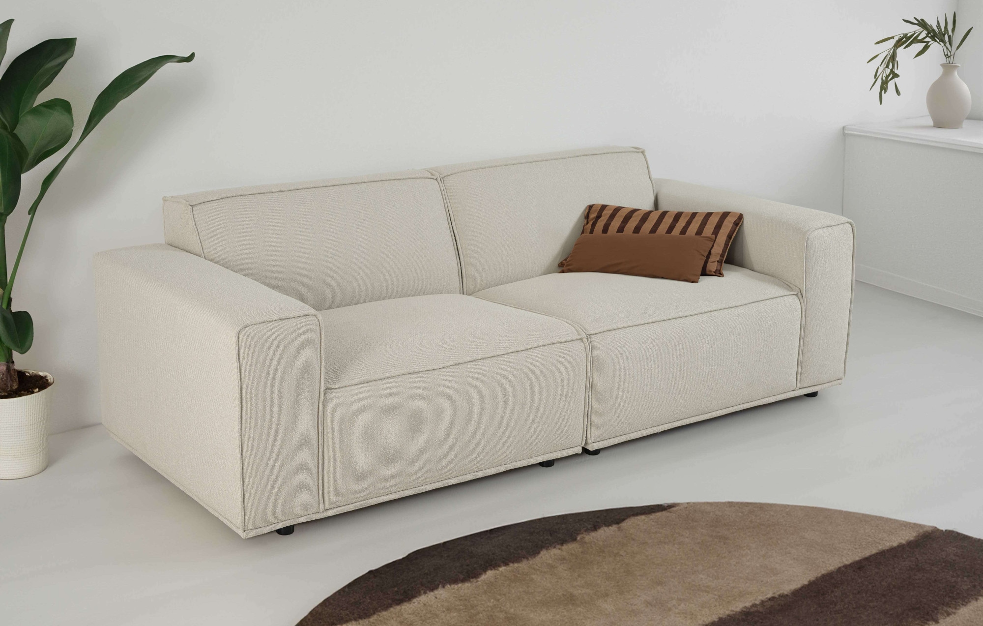 Home affaire 3-Sitzer »Avelin, 228 cm, Chenille, Struktur-Boucle«, mit Well günstig online kaufen
