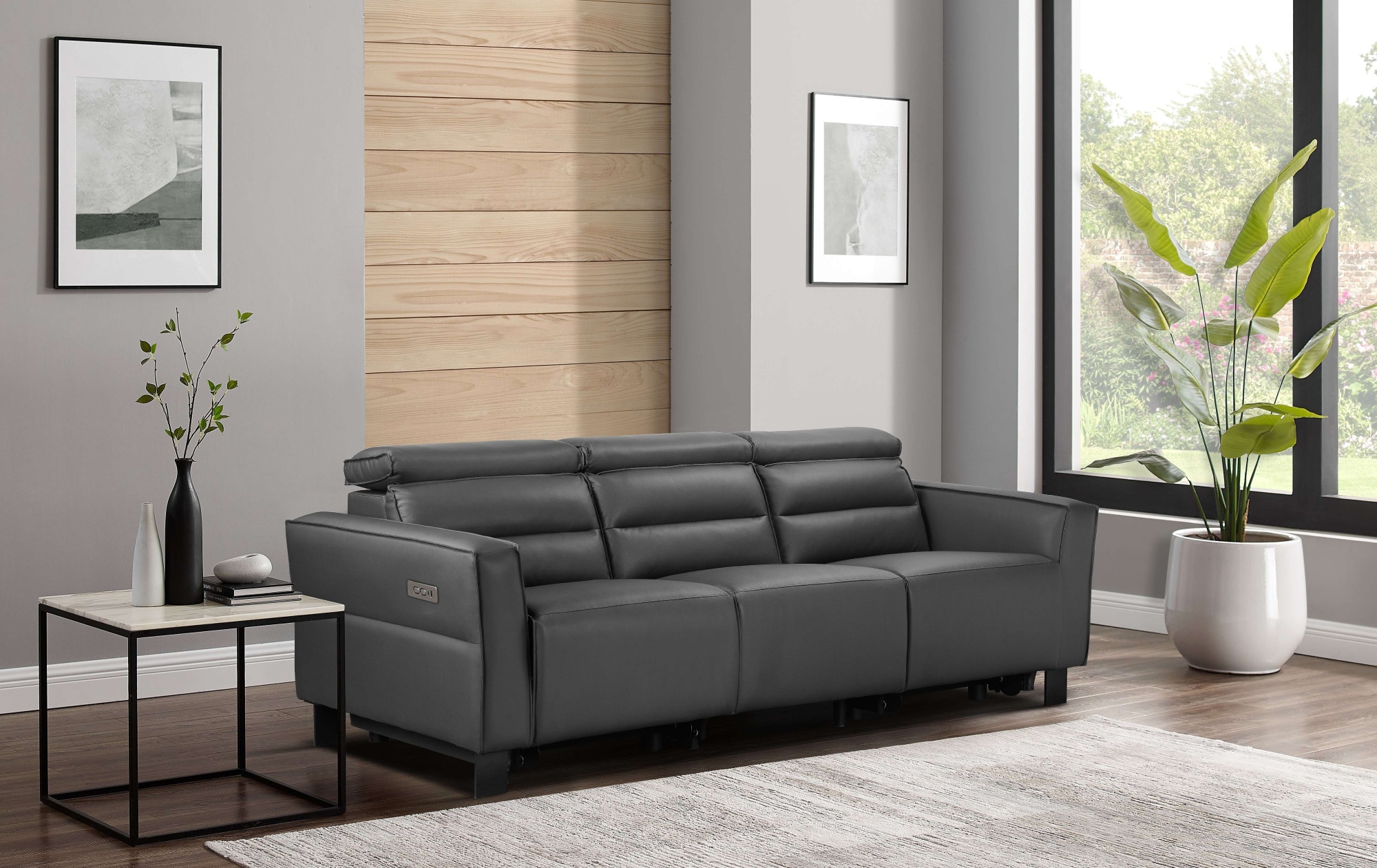Places of Style 3-Sitzer »Carpari, 224cm, manuelle od. elektrische Relaxfunktion in 2 Sitzen«, mit USB-A/C, Kopfteilverstellung, Echtleder, Kunstleder, Webstoff