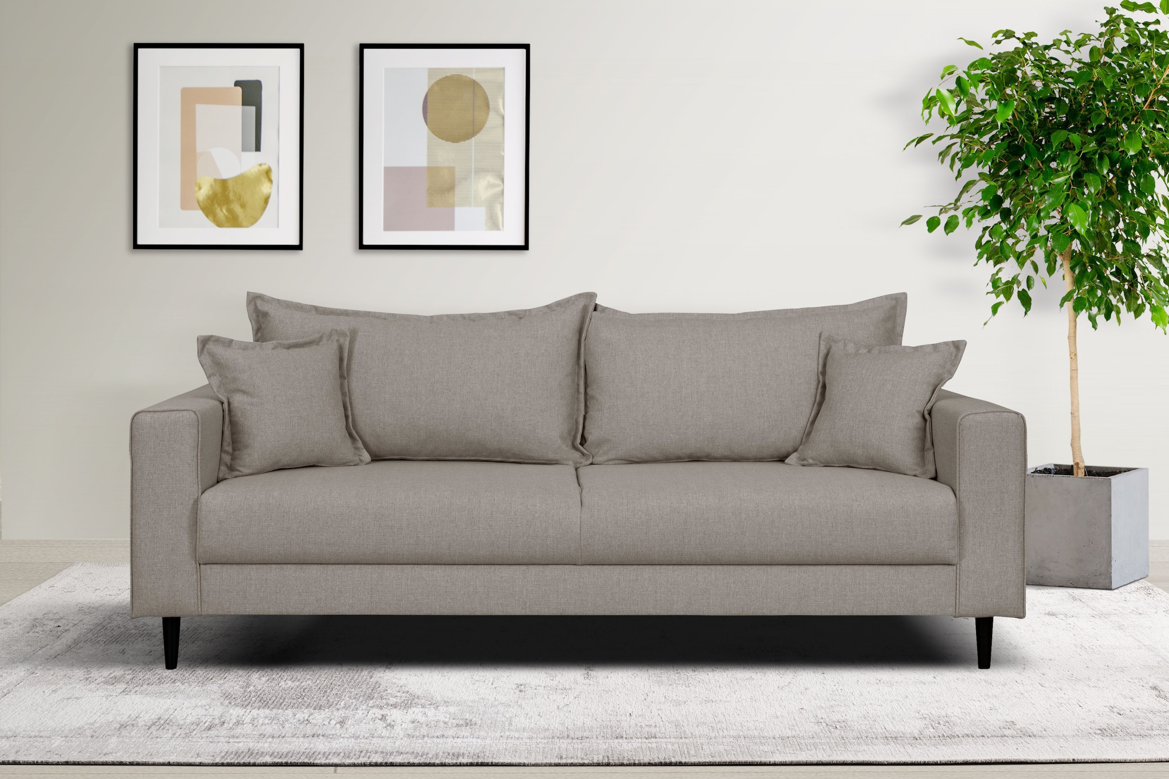 Home affaire 3-Sitzer »VEYRAS, hoher Sitzkomfort, Maße B/T/H: 212/84/76 cm« mit Wellenunterfederung, incl. Rückenkissen und Zierkissen