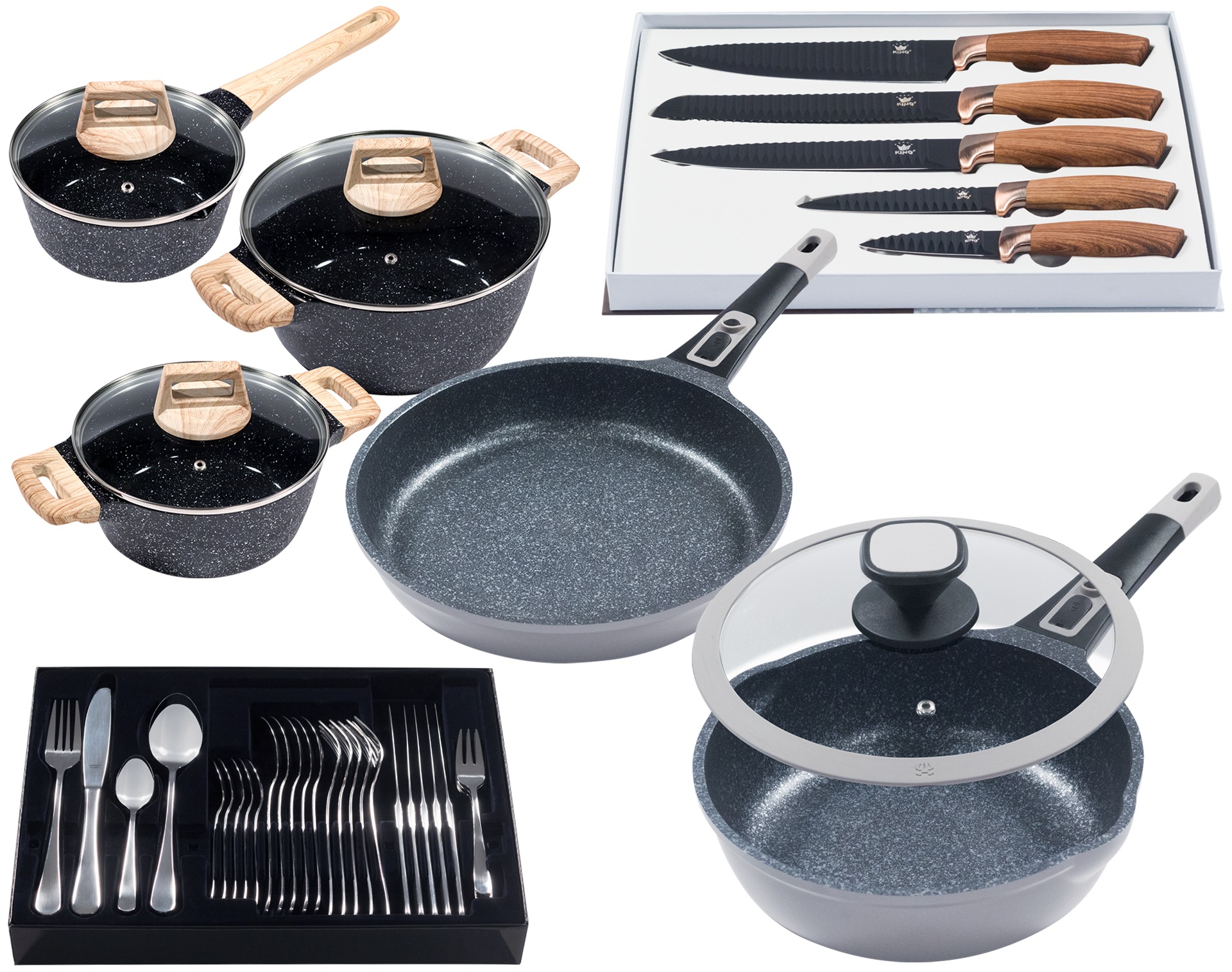 KING Pfannen-Set »Moonscape« Aluminiumguss Set, 11 Stk. tlg. Induktion, (Tö günstig online kaufen