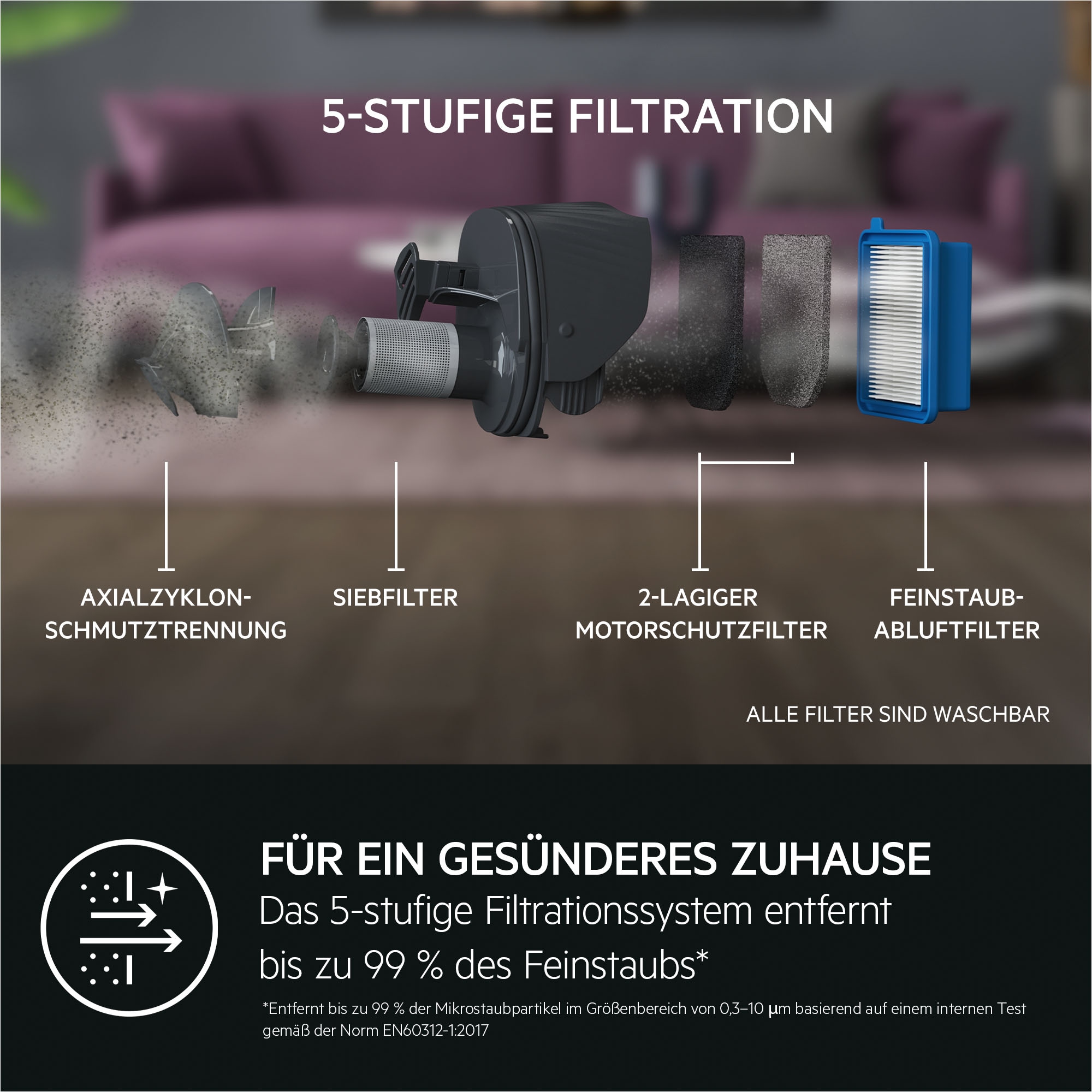 AEG Akku-Hand-und Stielstaubsauger »HYGIENIC 5000 AKKU-STAUBSAUGER (AS52H212XN)« 2in1, leise 79 dB(A), 58 % Recyclingmaterial, bis zu 50 Min. Laufzeit