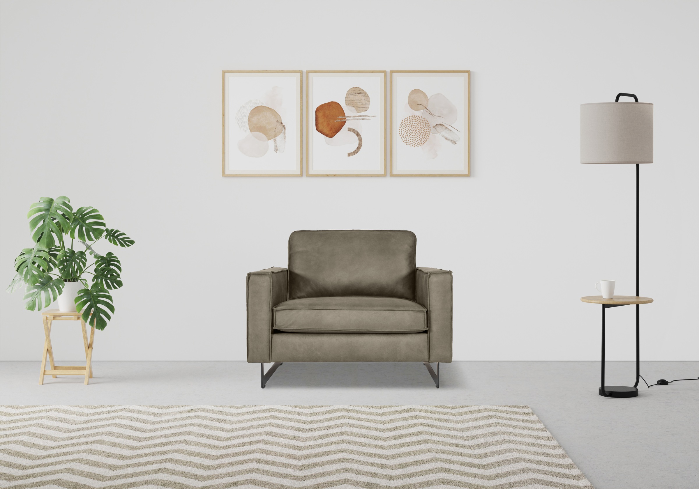 Places of Style Loveseat »Pinto 105 cm, Cord, Chenille, Lederoptik«, mit Keder, Metallfüßen und auch in Cord Bezug erhältlich