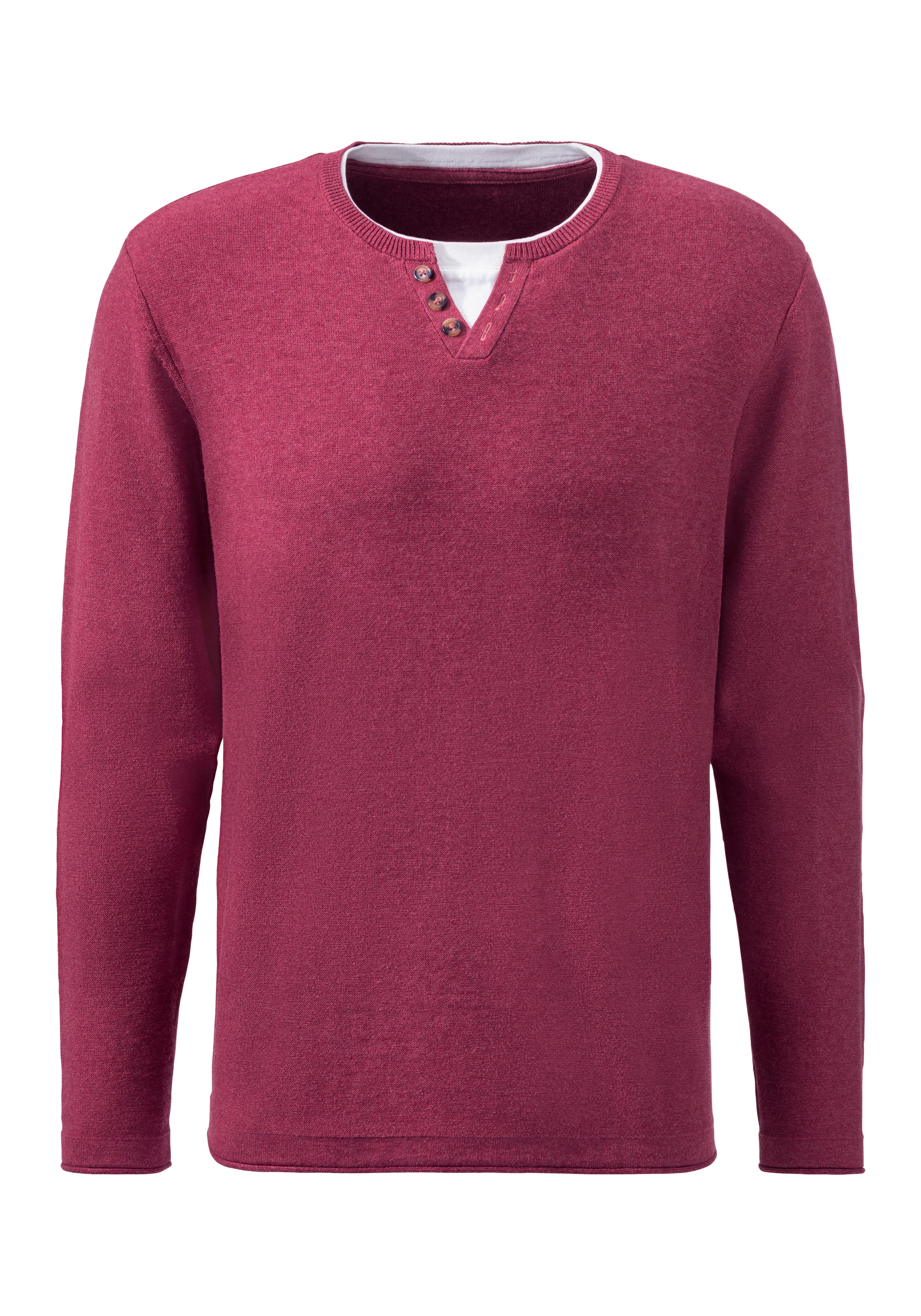H.I.S Strickpullover, Pullover mit hochwertiger Halslochverarbeitung in double-layer Optik