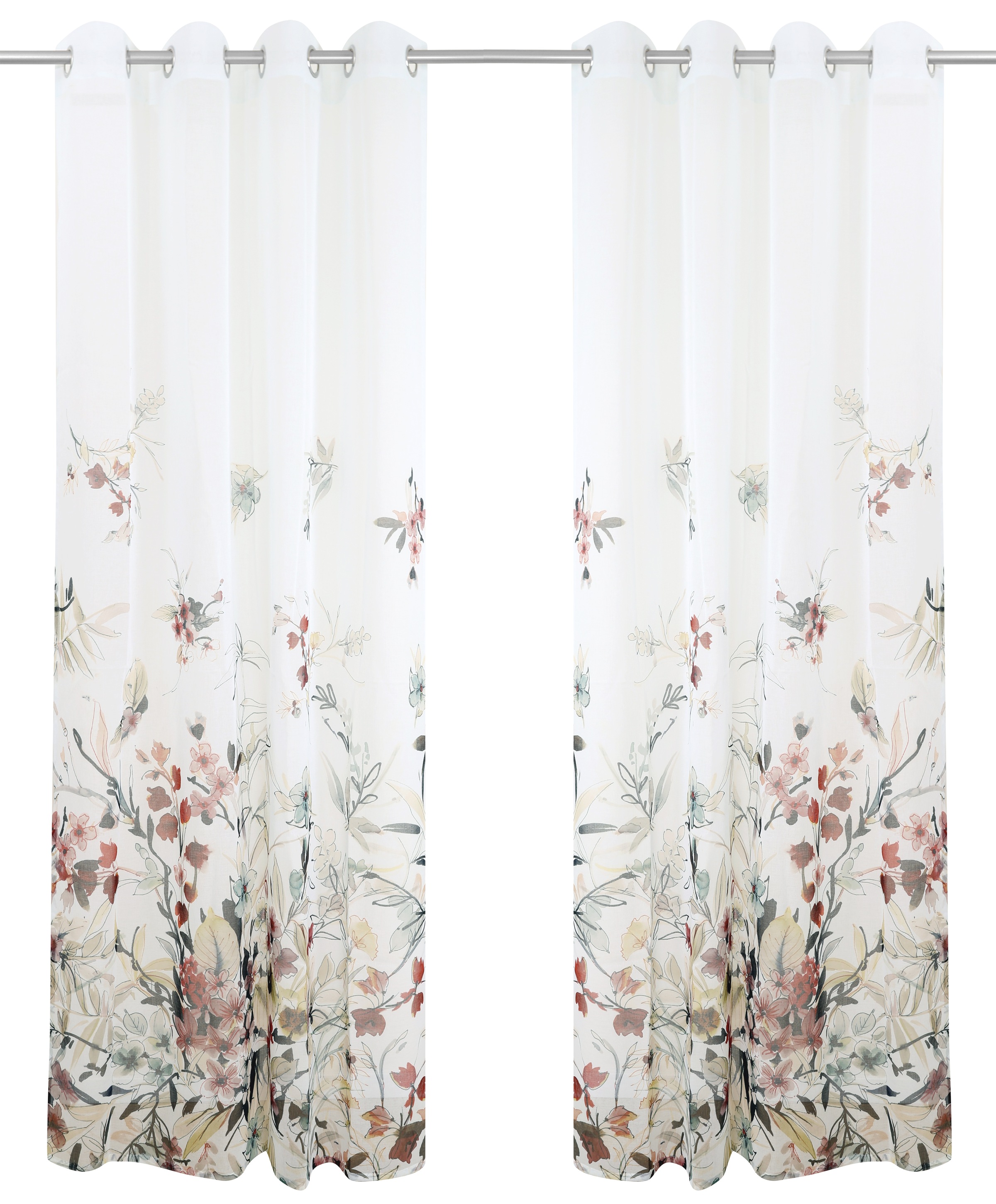 Home affaire Gardine »Friesach« Ösen 1 Stk. tlg. Blumenmuster, transparent, günstig online kaufen