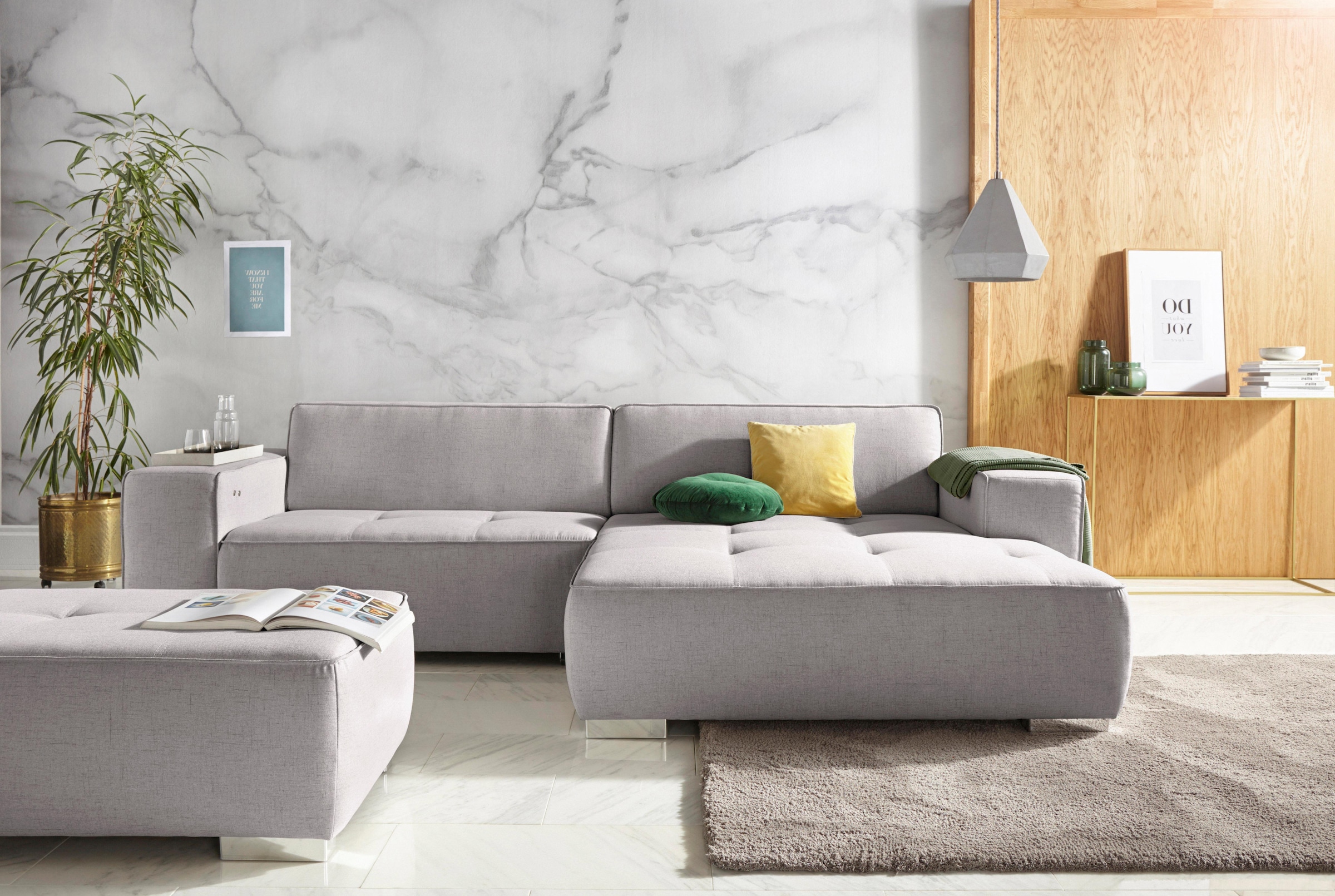 INOSIGN Ecksofa »Sapporo L-Form«, wahlweise Bettfunktion oder Sitztiefenver günstig online kaufen