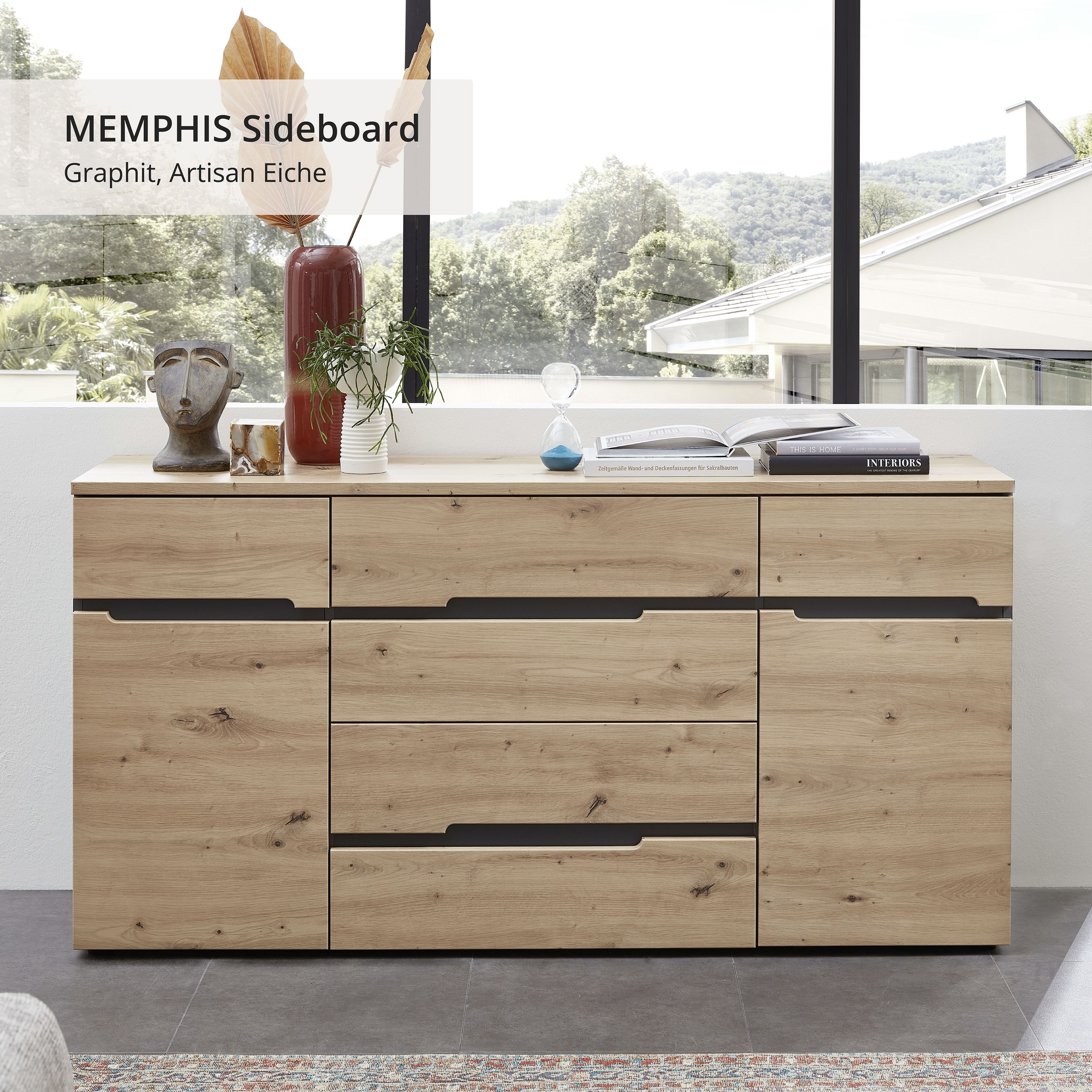 Innostyle Sideboard »MEMPHIS, TOPSELLER!«, (Sideboard, Wohnzimmerschrank), leichte Montage, viel Stauraum
