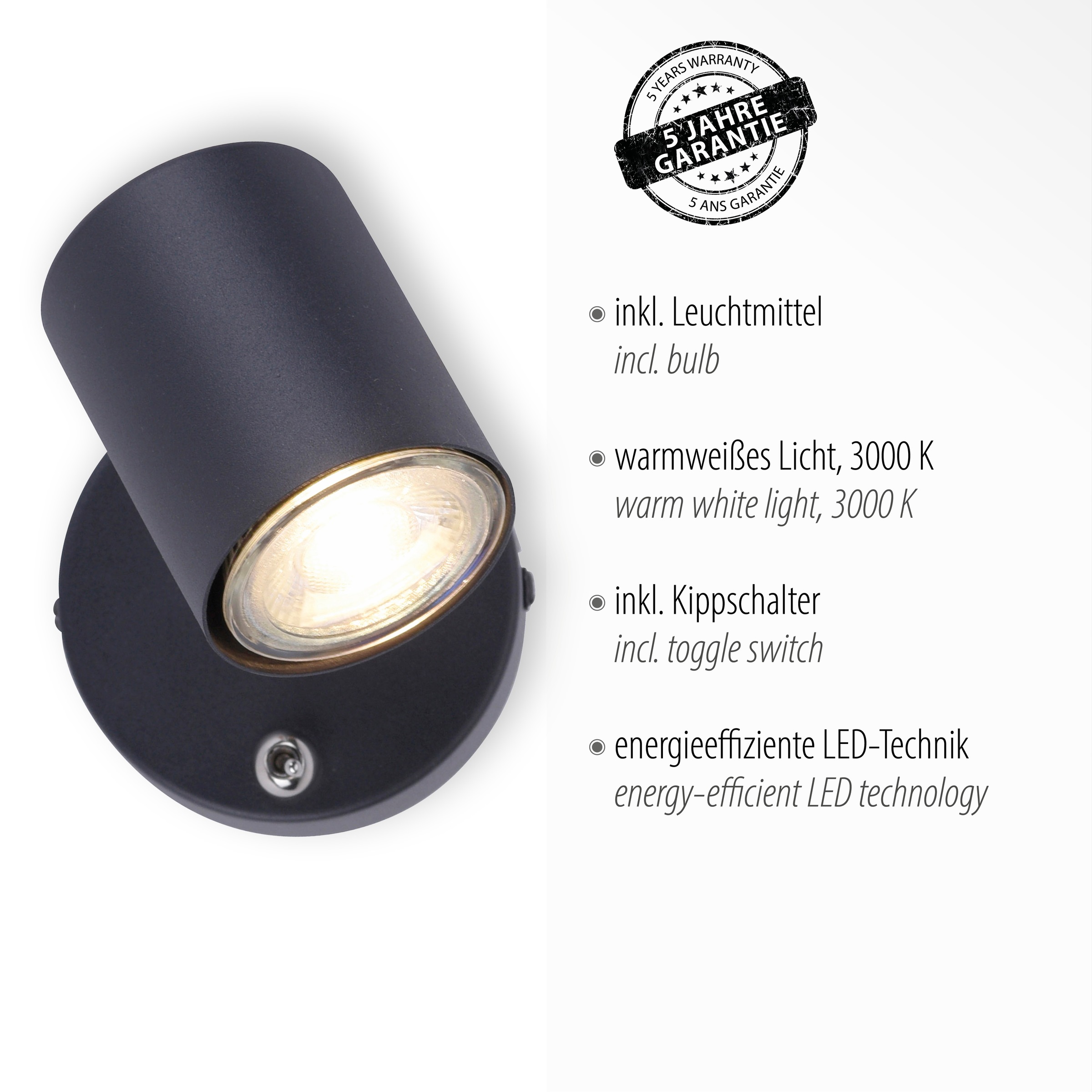 JUST LIGHT LED Wandleuchte »TARIK«, 1 flammig, Leuchtmittel GU10   LED wech günstig online kaufen
