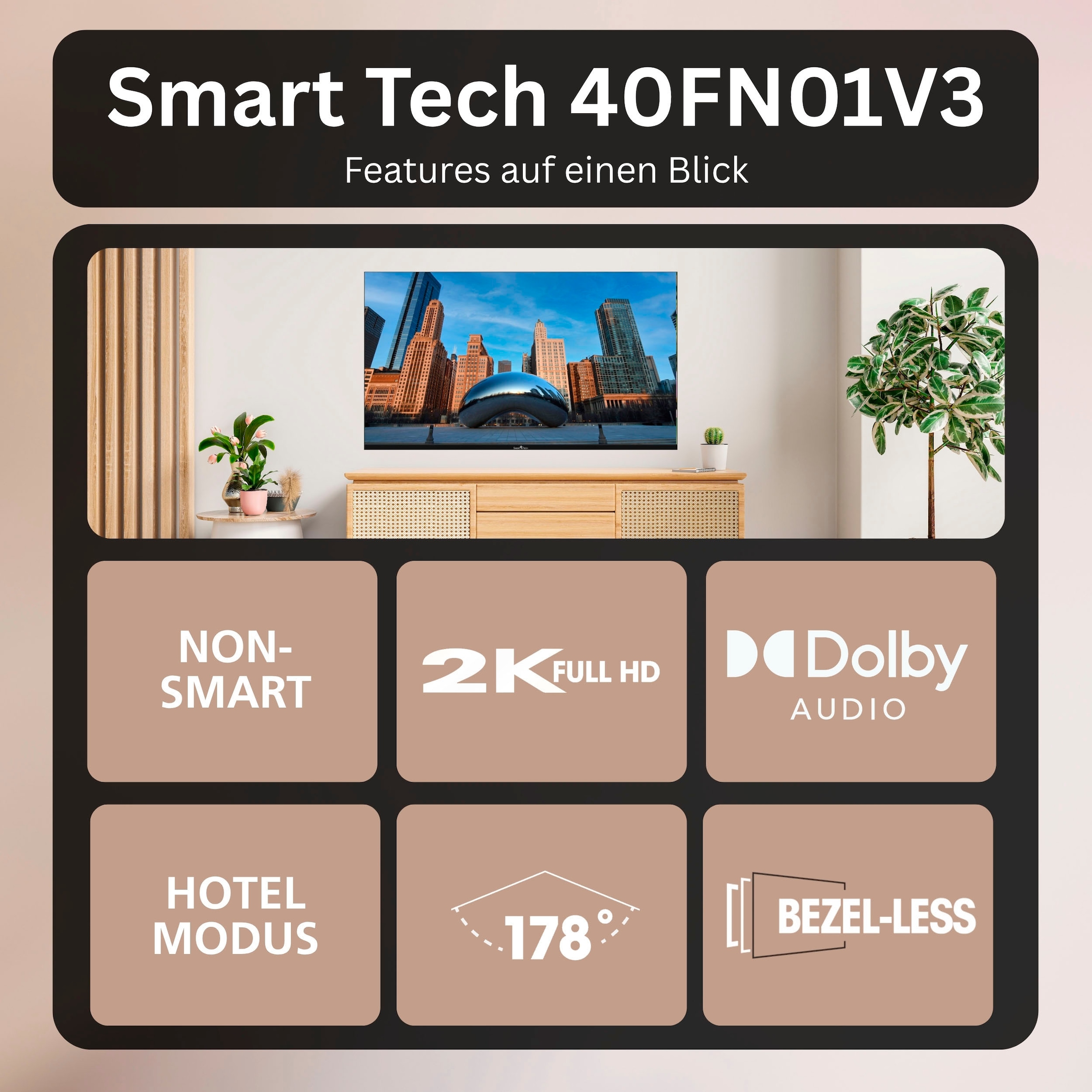 Smart Tech DLED-Fernseher »40FN01V3« 101 cm/40 ″ Full HD
