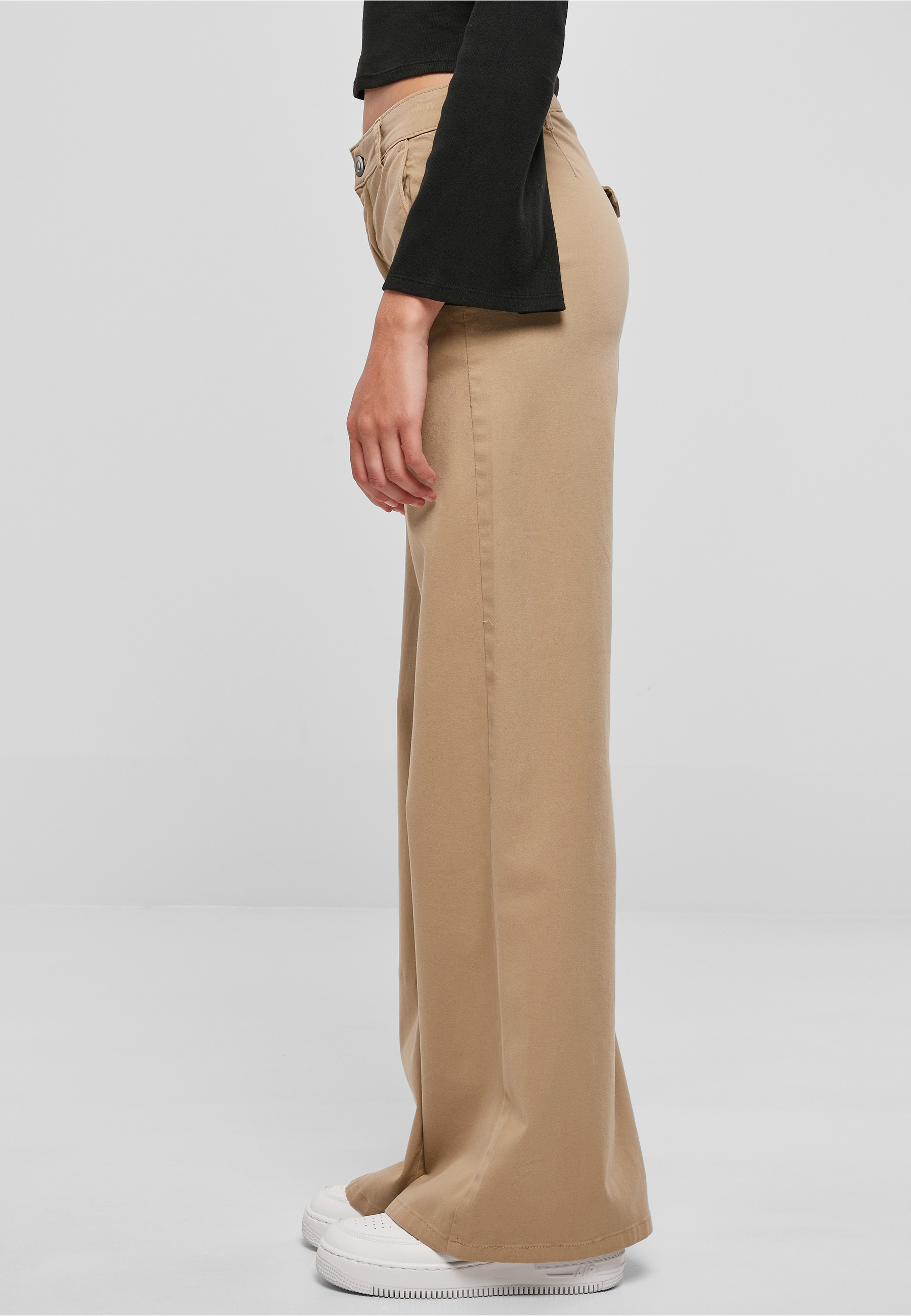 URBAN CLASSICS Chinos »Urban Classics Damen Ladies High Waist Wide Leg Chino Pants«