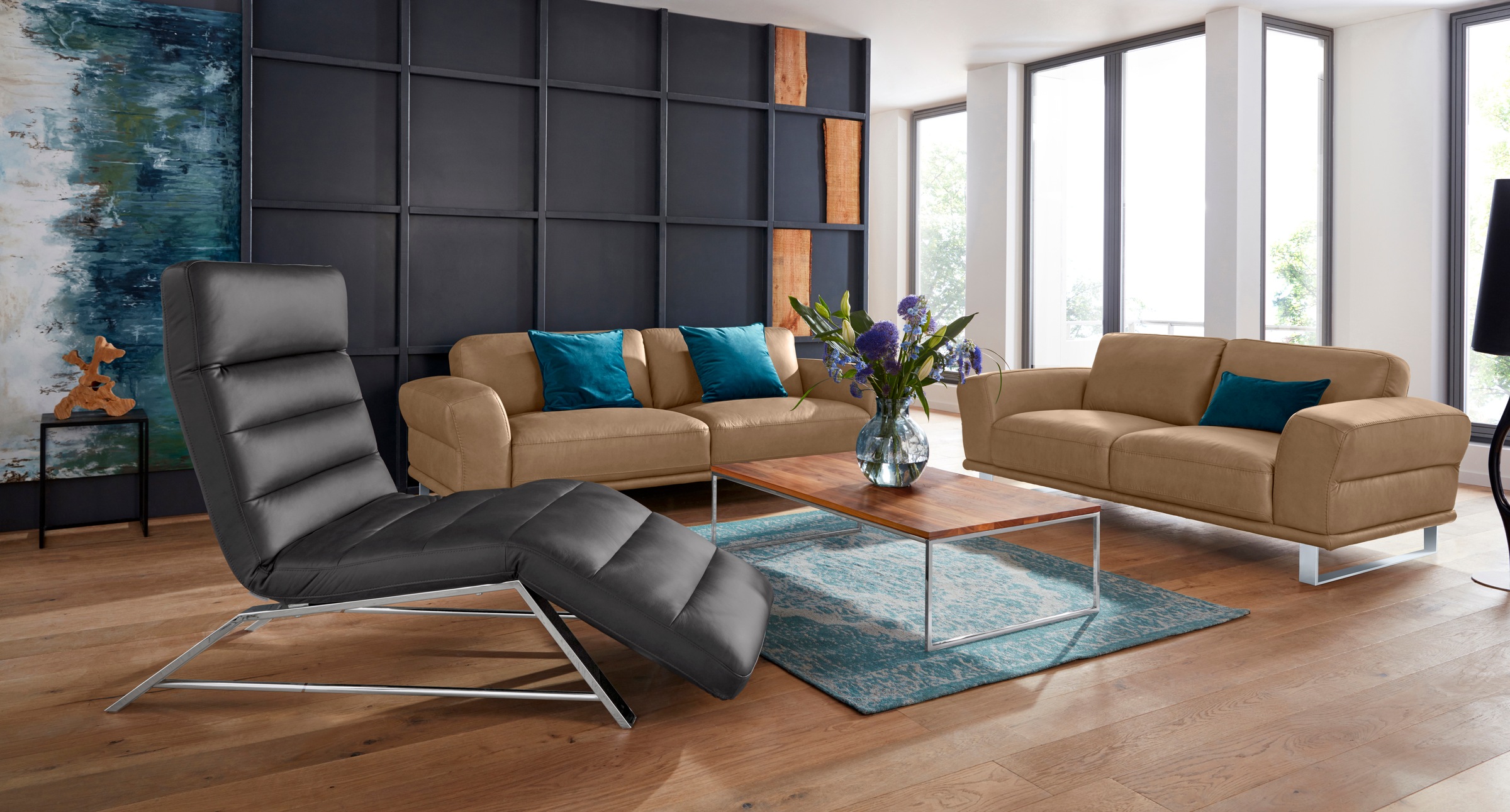W.SCHILLIG 2,5-Sitzer »montanaa«, mit Metallkufen in Silber matt, Breite 232 cm