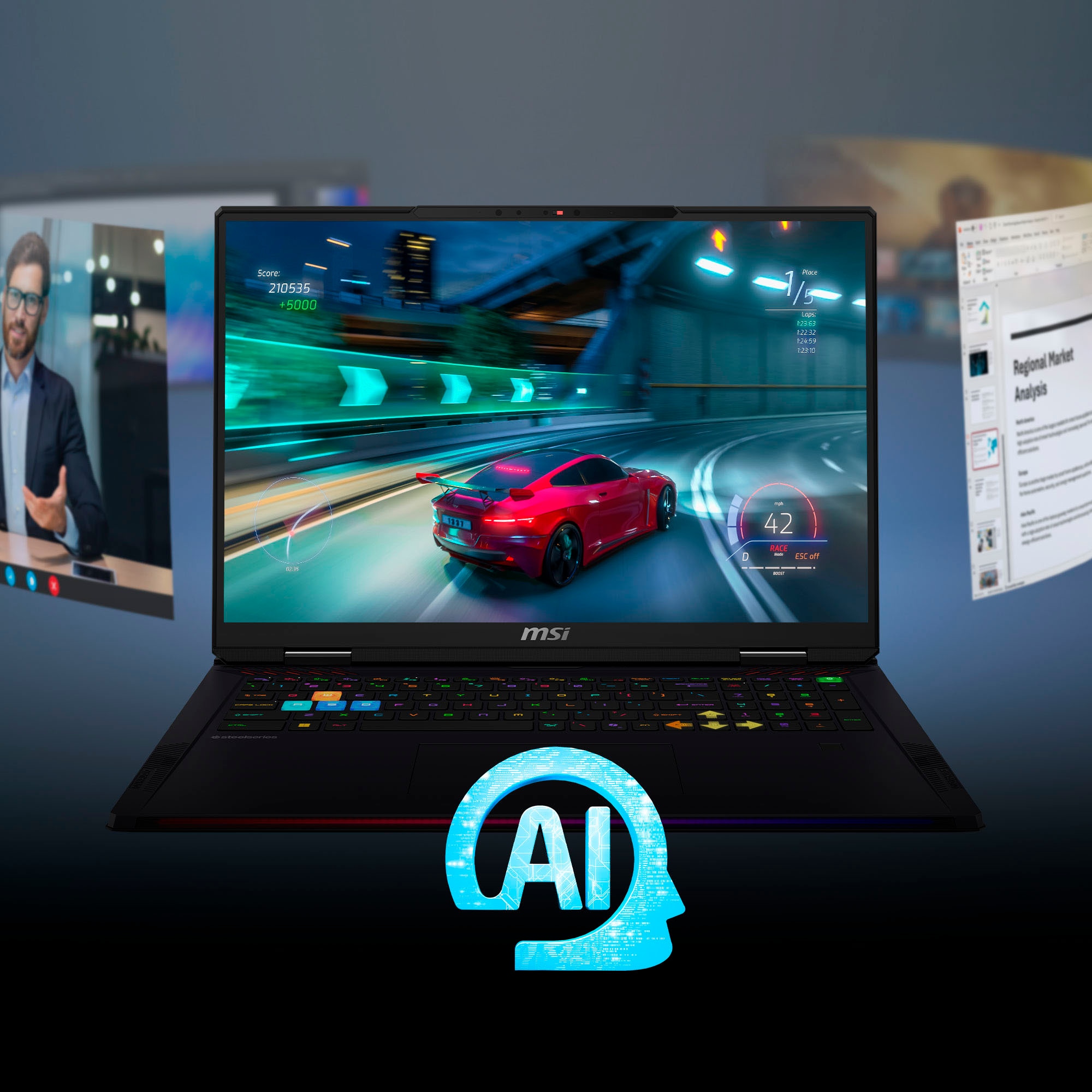 MSI Gaming-Notebook »Raider A18 HX A9WIG-080«, 45,8 cm, / 18 Zoll, AMD, Ryzen 9, GeForce RTX 5080, 2000 GB SSD