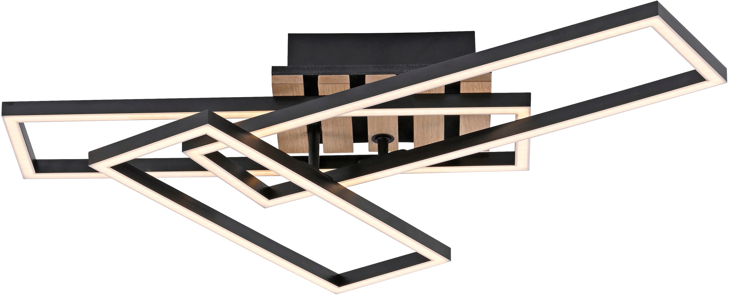 JUST LIGHT LED Deckenleuchte »AKUSTIKA« LED-Board 1 Stk. Warmweiß Eichenfurnier und schwarz, Rahmen drehbar