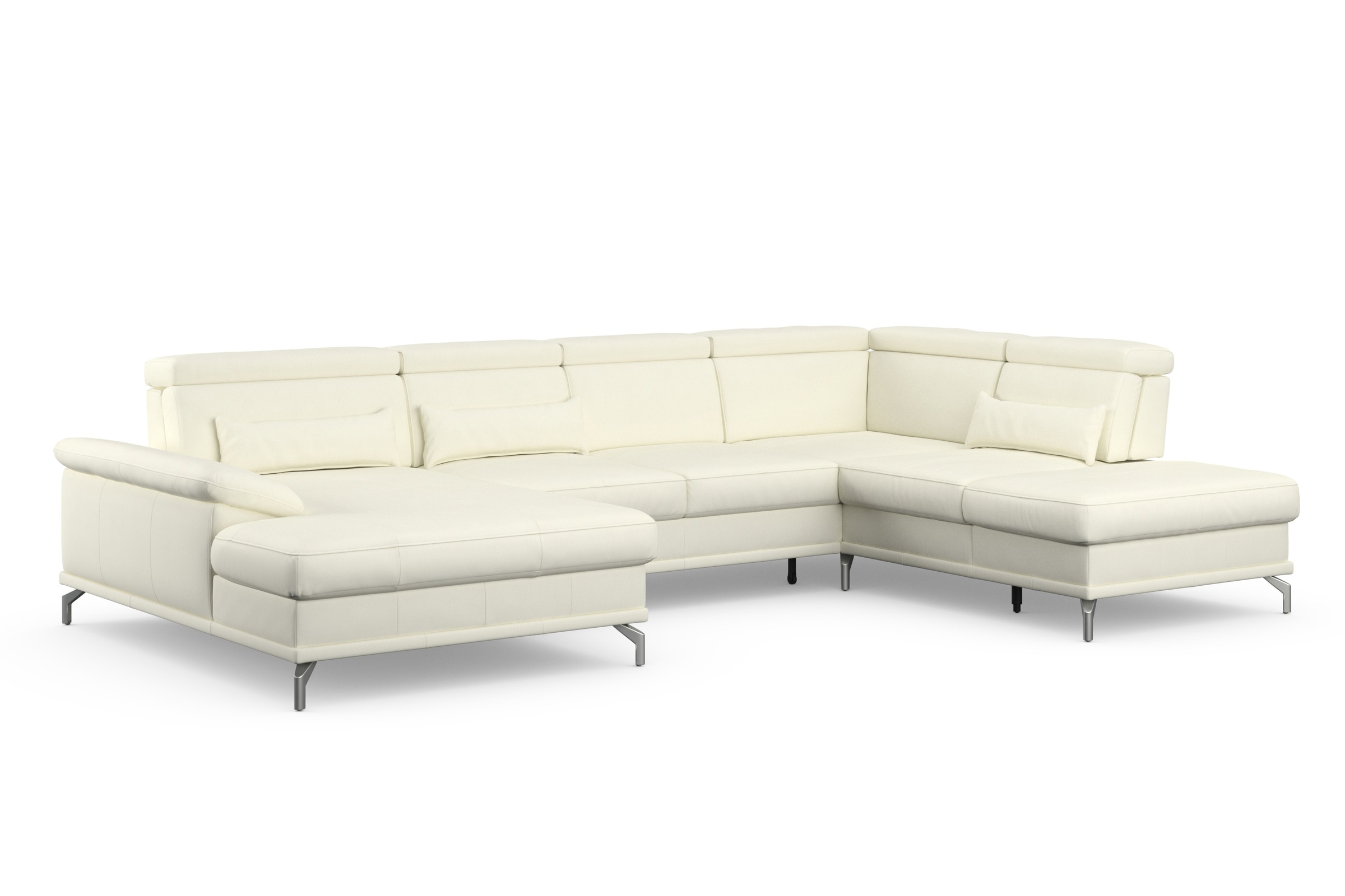 sit&more Wohnlandschaft »Cabrio U-Form, mit Sitztiefenverstellung, Arm- und Kopfteilverstellung«, 3 Nierenkissen, Federkern, optional Bettfunktion und Stauraum