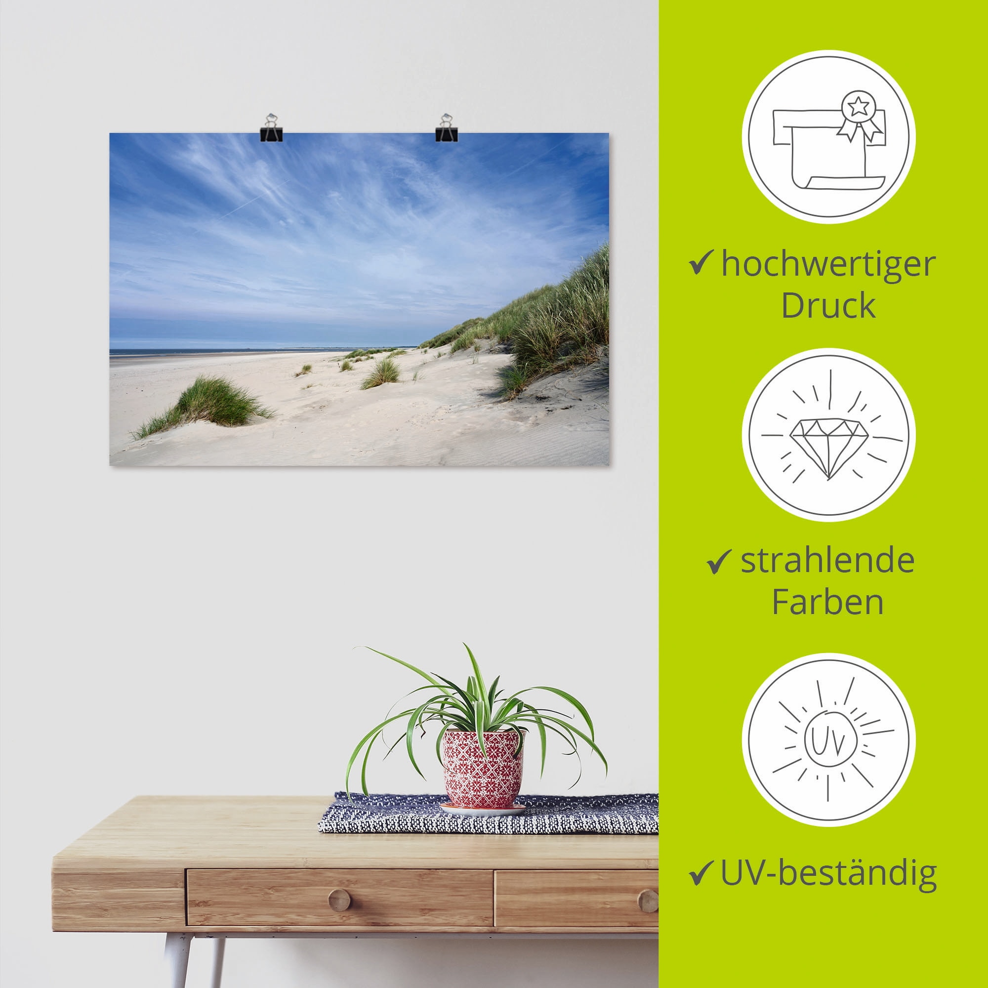Artland Poster »Strandlandschaft auf Baltrum«, Strandbilder, (1 St.), als Alubild, Leinwandbild, Wandaufkleber oder Poster in versch. Größen