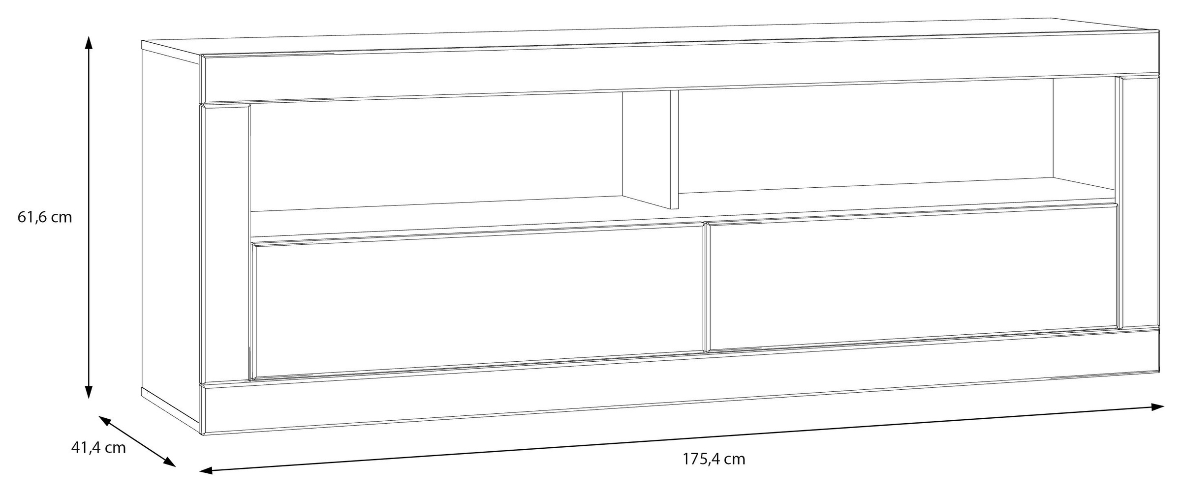 FORTE Lowboard »LefkadasTV-Board, TV-Schrank«, TV-Board, Schubkästen, Push to open, Grifflos, BxH= 175,4 x 61,6cm