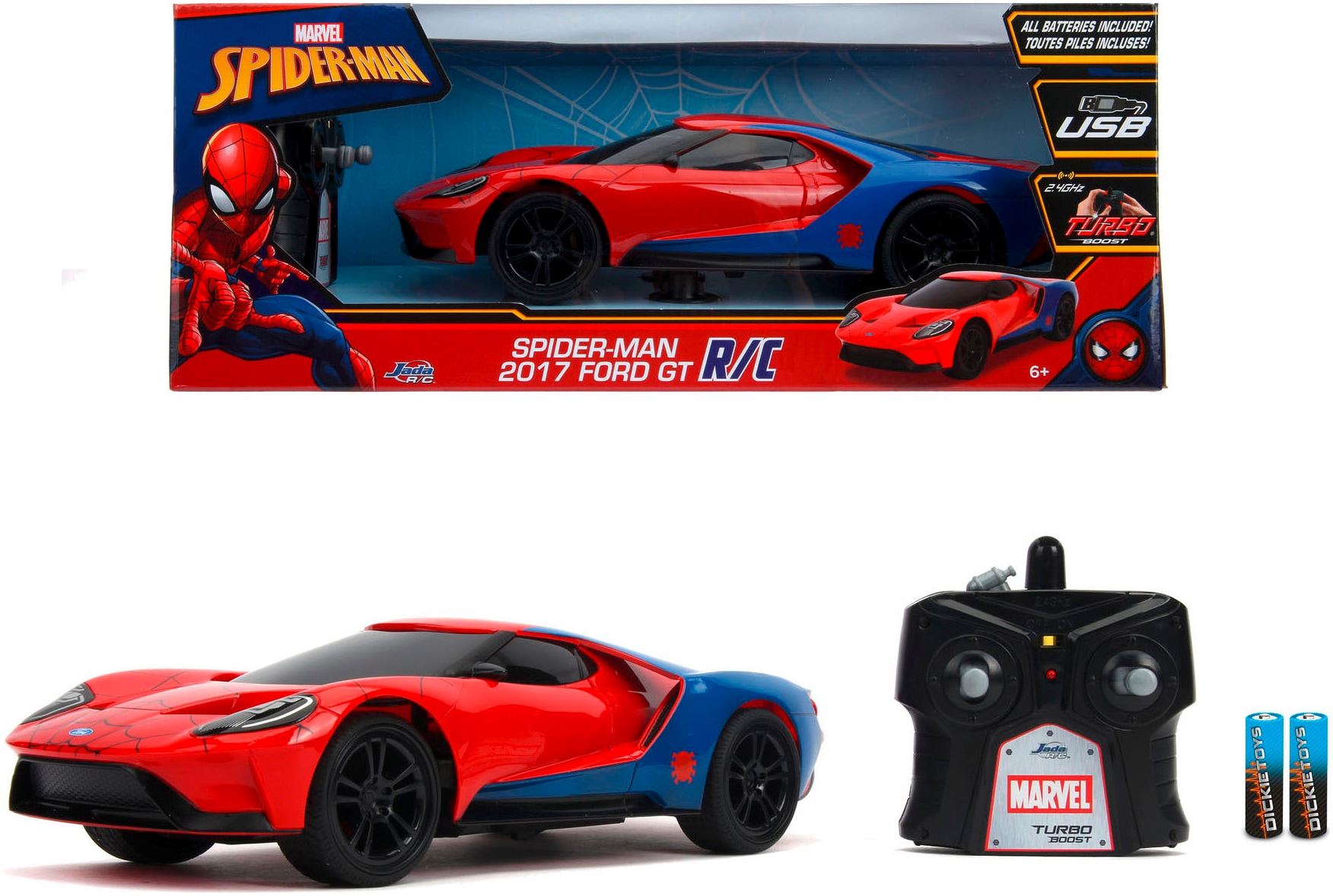 JADA RC-Auto »Marvel Spider-Man RC 2017 Ford GT, 1:16, 2,4GHz«