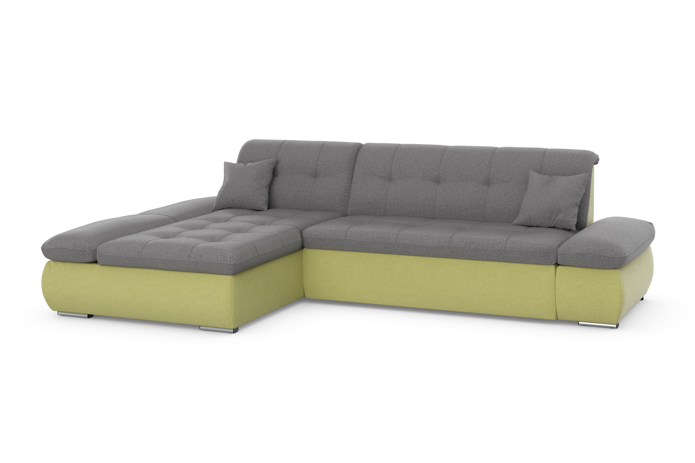 DOMO collection Ecksofa »Moric, L-Form, XXL-Sofa - Breite 300cm«, wahlweise mit Bettfunktion und Armteilverstellung, gelb-schlamm