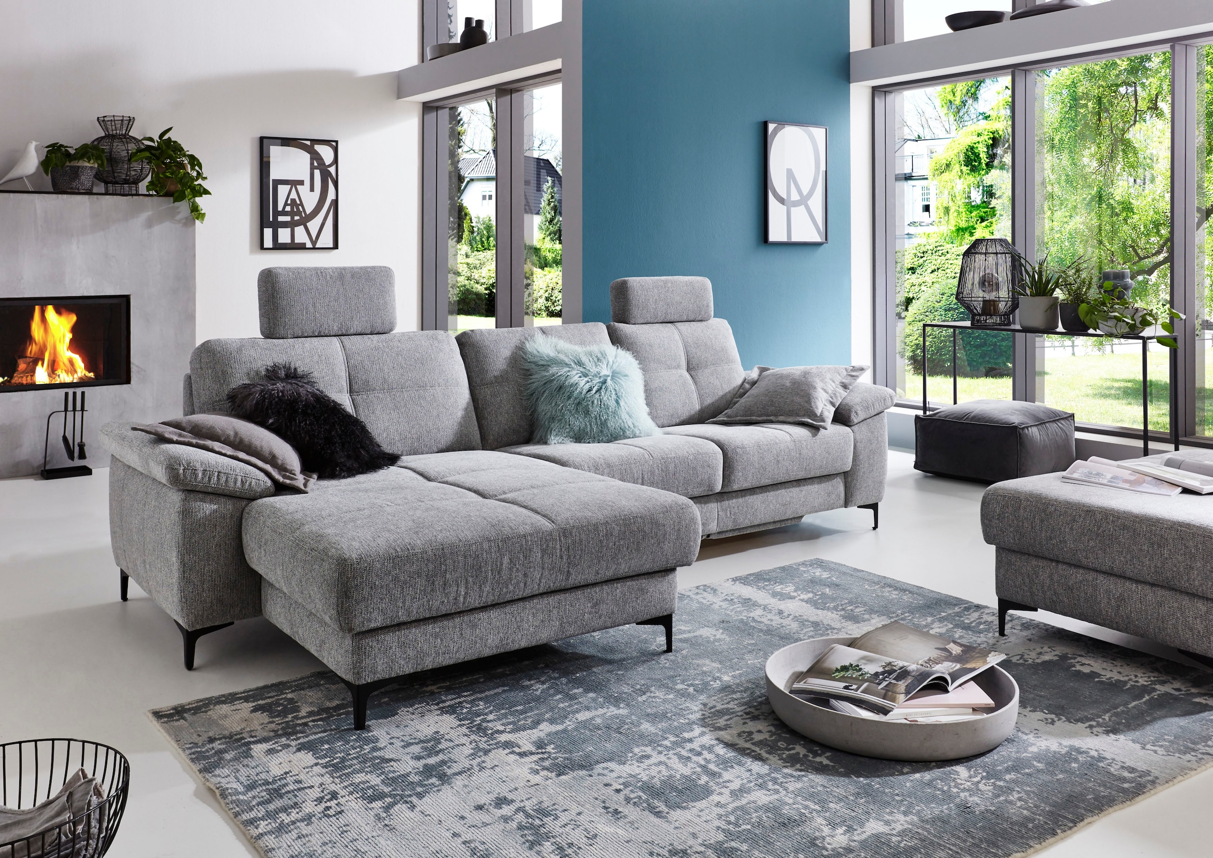 3C Carina Ecksofa »Burnaby bequem und modern, OTTOs Choice, L-Form«, 2 Kopfstützen, optional mit Schlaf- und motorischer Relaxfunktion