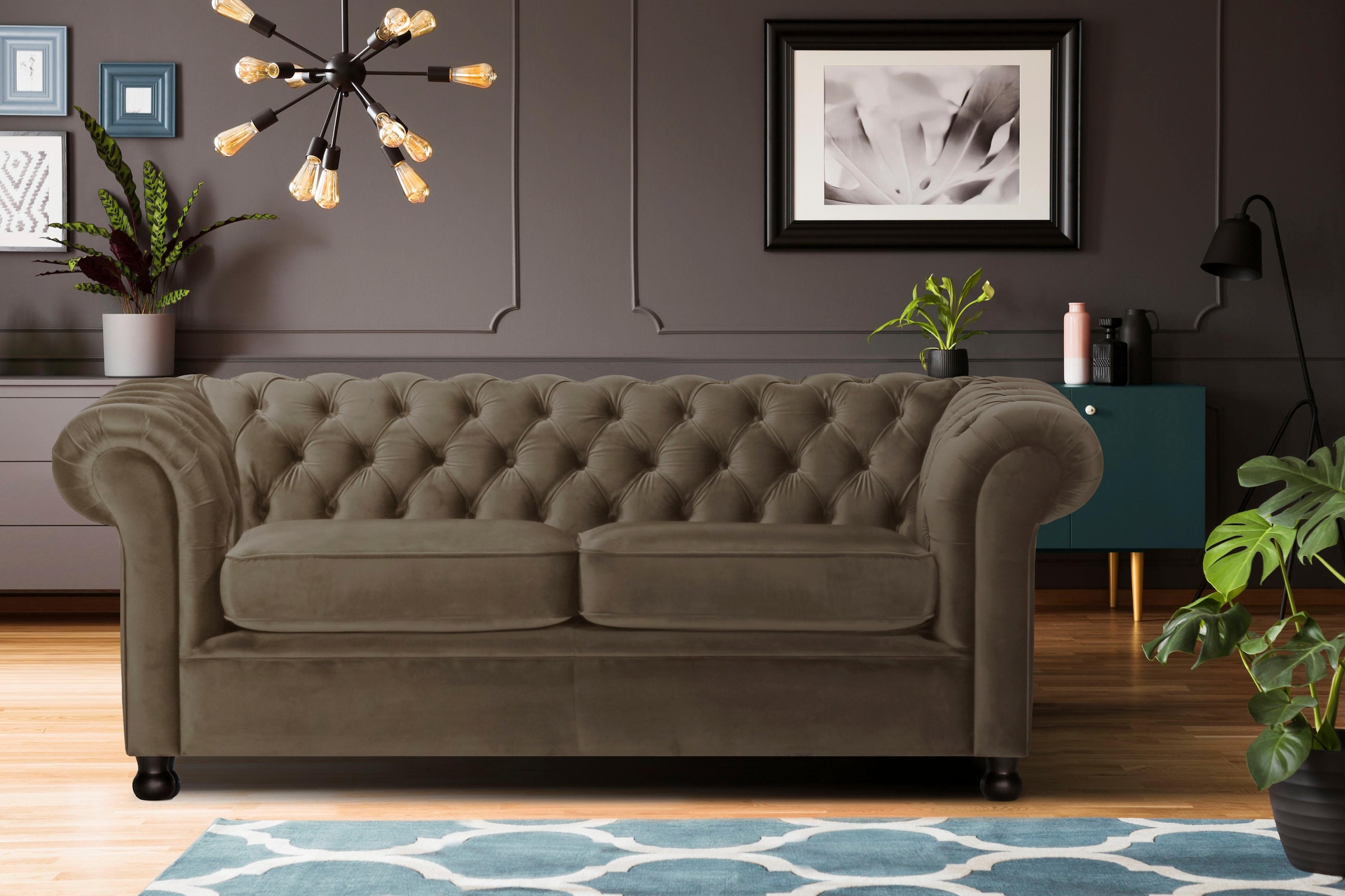 Home affaire Chesterfield-Sofa "Chesterfield Home 3-Sitzer B/T/H: 192/87/75 günstig online kaufen